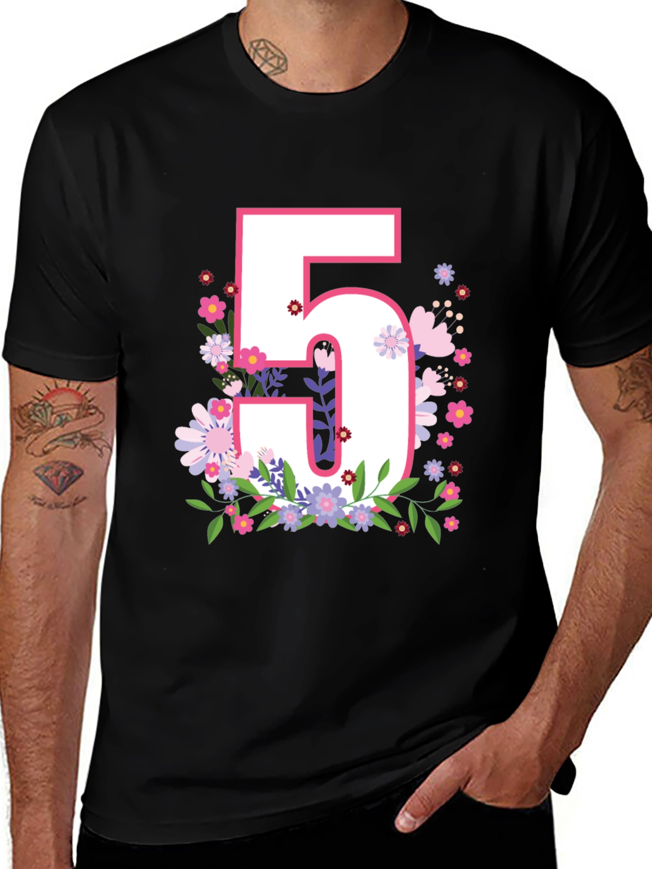 Variant 28 of Floral Number 5 Birthday T-Shirt