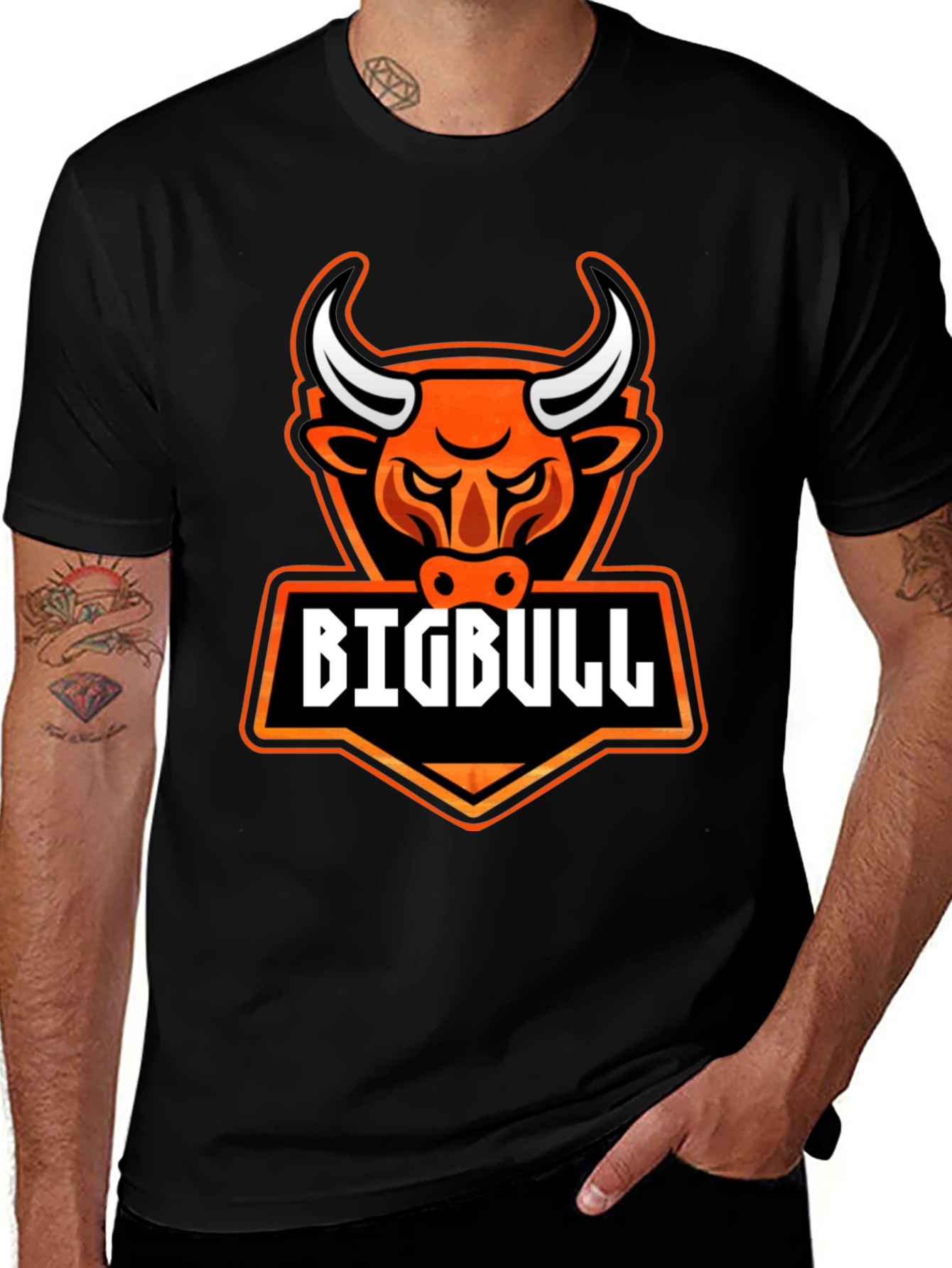 Variant 6 of Big Bull Graphic Tee - Black Cotton T-Shirt