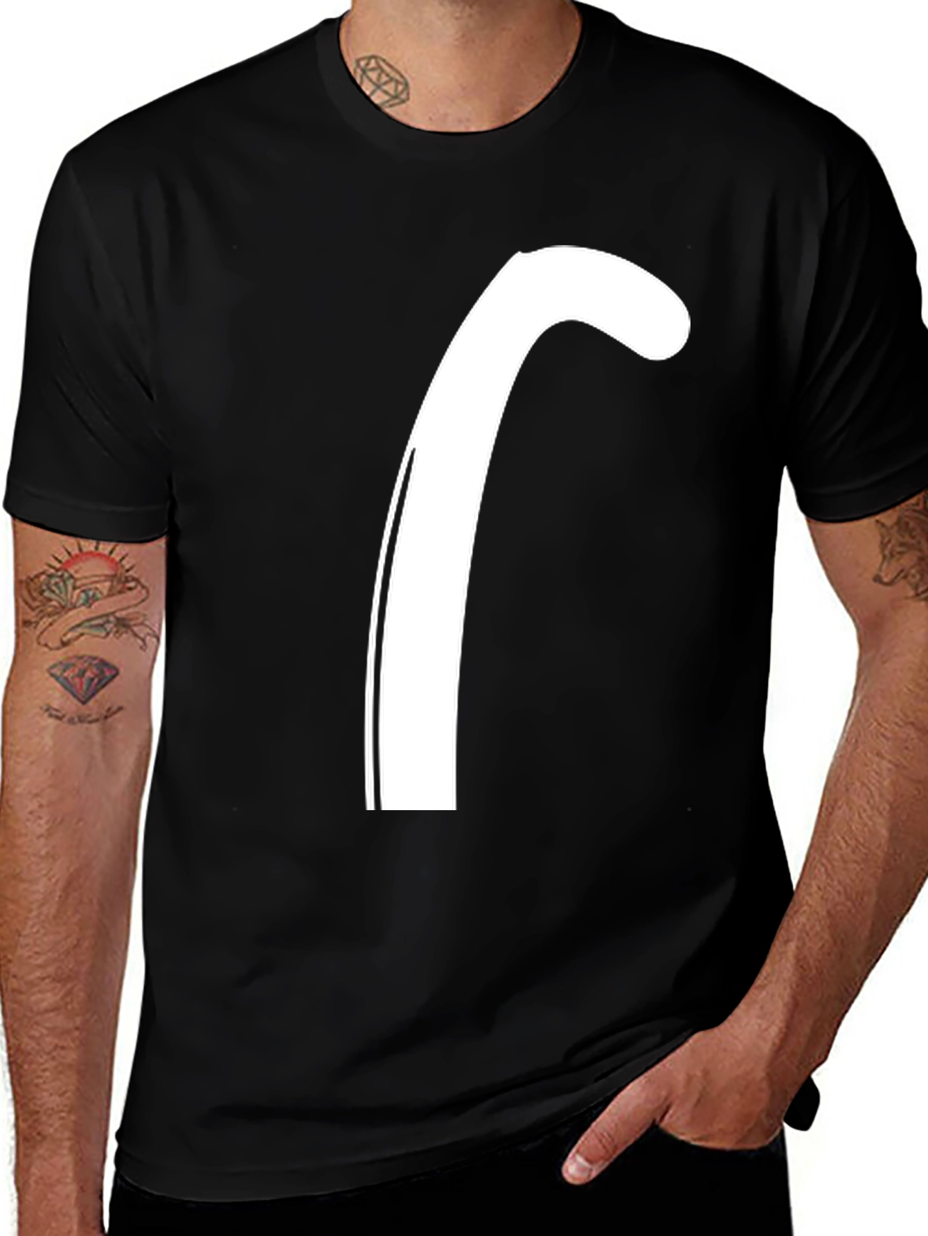 Variant 18 of Modern Black Tee with White "J" Graphic