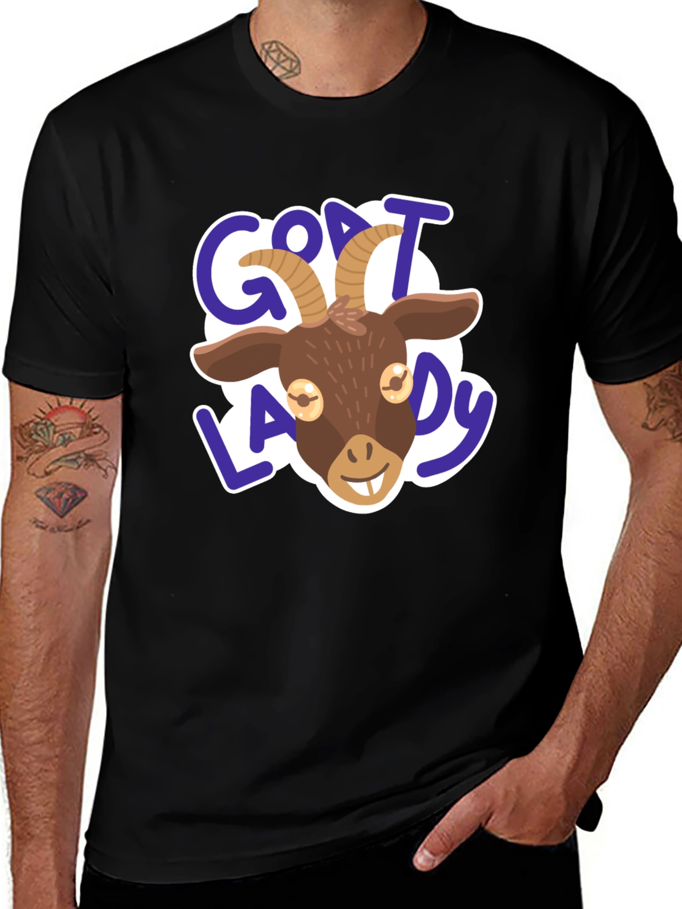 Variant 14 of Goat Lady Graphic T-Shirt - Black Unisex Tee