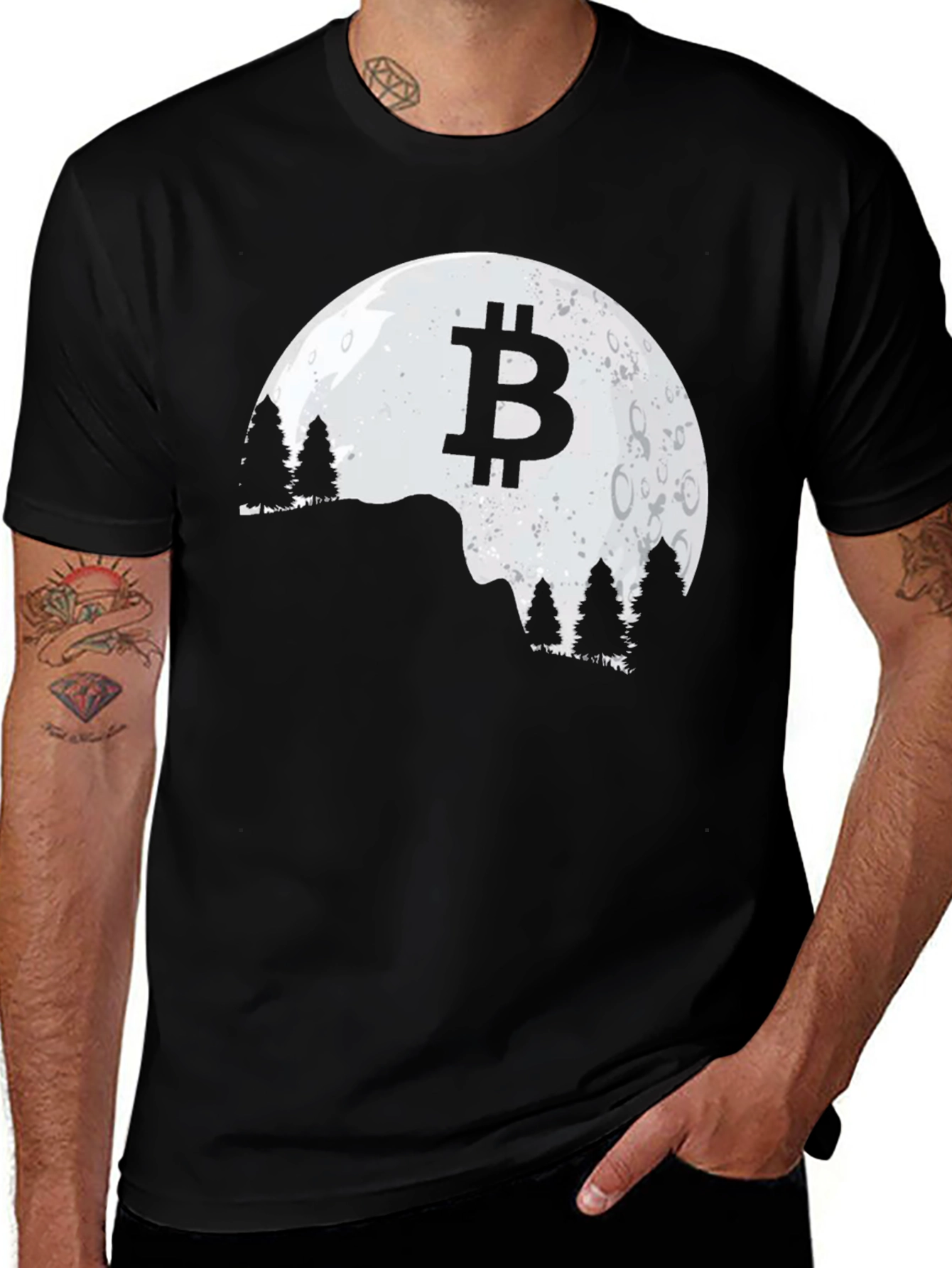 Variant 23 of Bitcoin Moon Silhouette Graphic T-Shirt