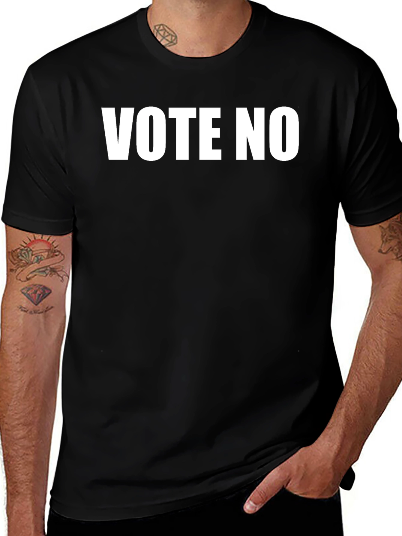 Vote No Graphic Tee - Black Cotton T-Shirt
