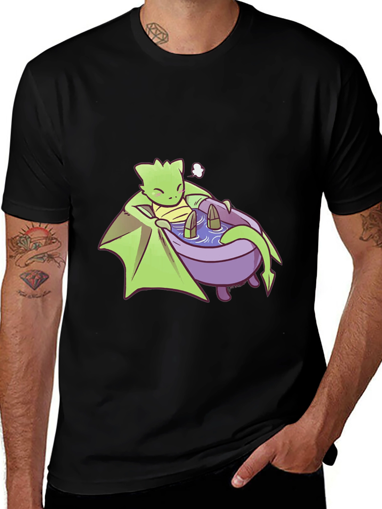Variant 20 of Cute Dragon Relaxing in Bathtub Graphic Tee