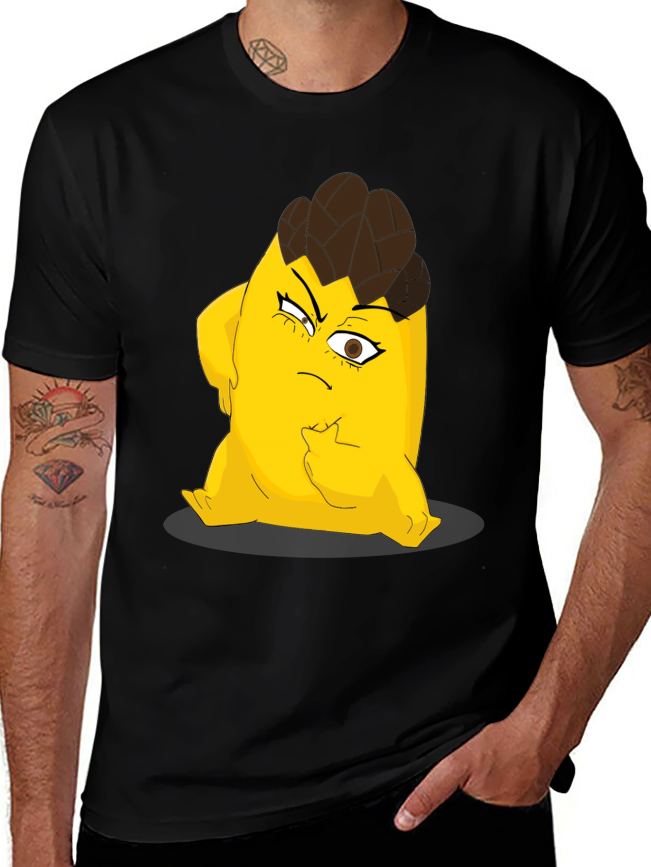 Variant 4 of Cartoon Character Graphic Tee - Black