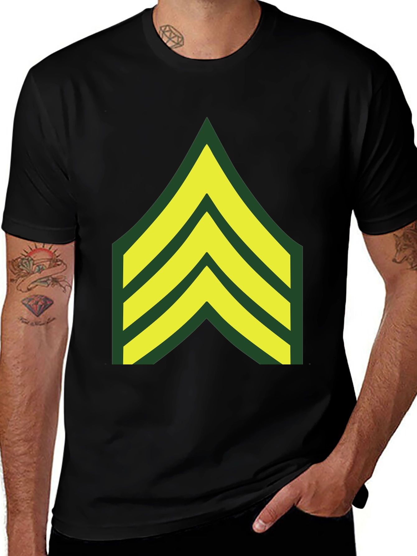 Variant 17 of Military Chevron Graphic Tee - Black