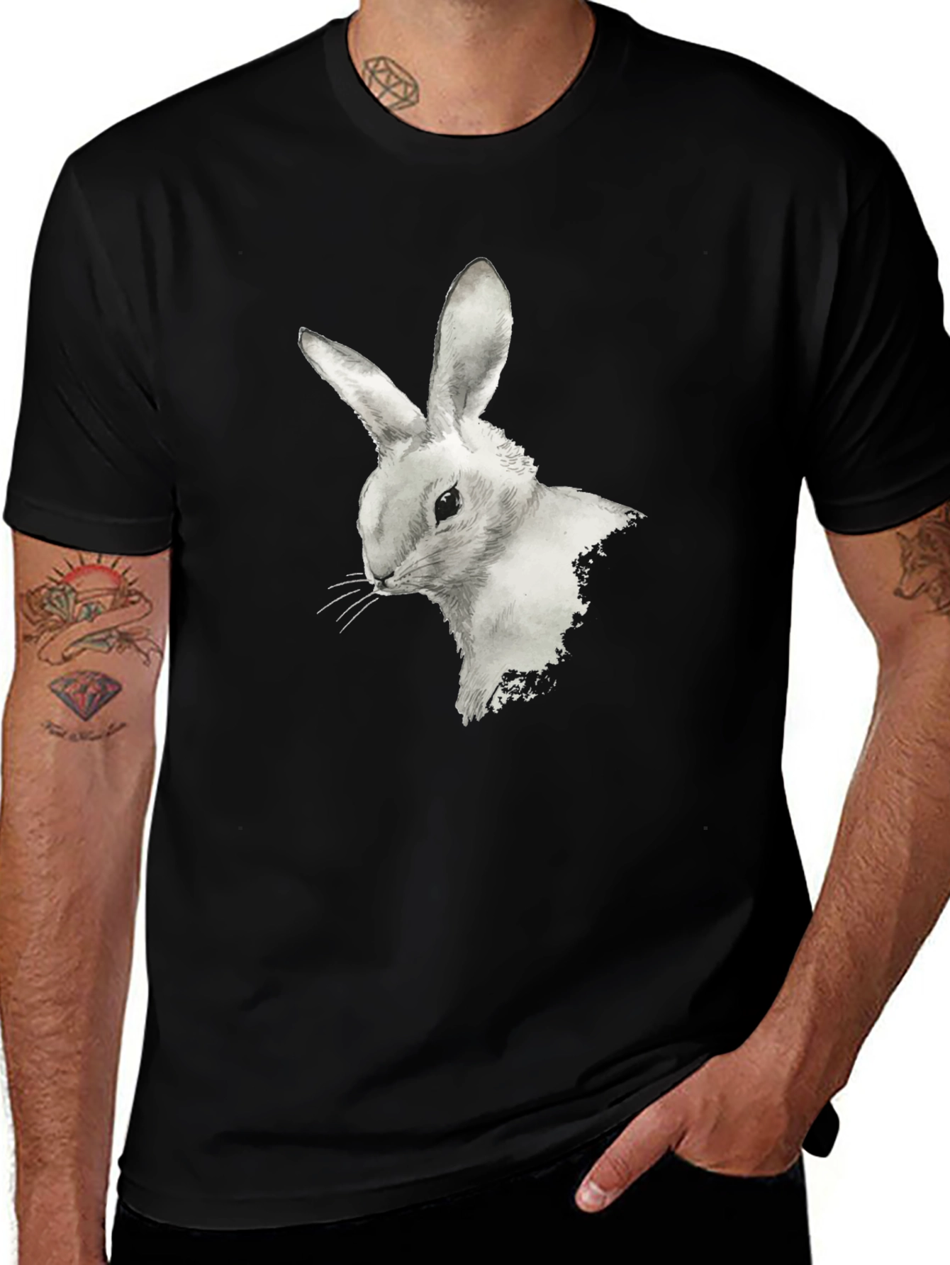 Variant 15 of Bunny Graphic Black Tee