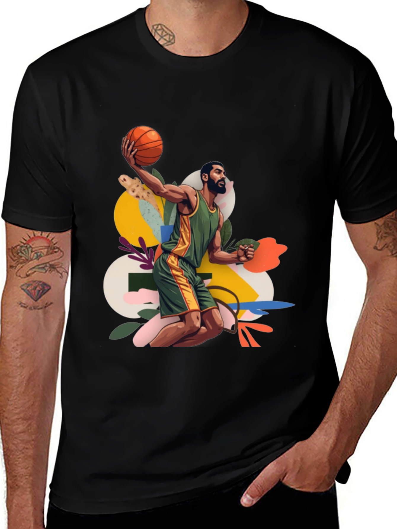 Variant 9 of Basketball Art Graphic Tee - Stylish Menswear