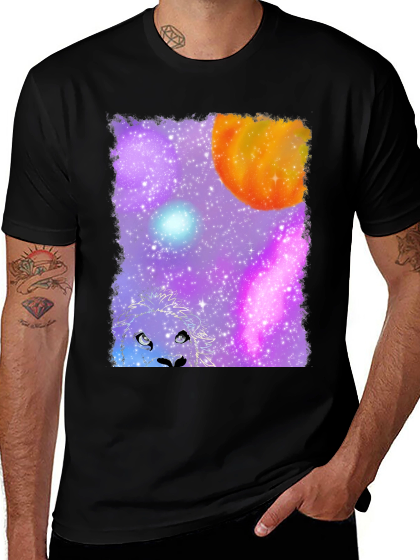 Variant 3 of Lion Galaxy Graphic Tee