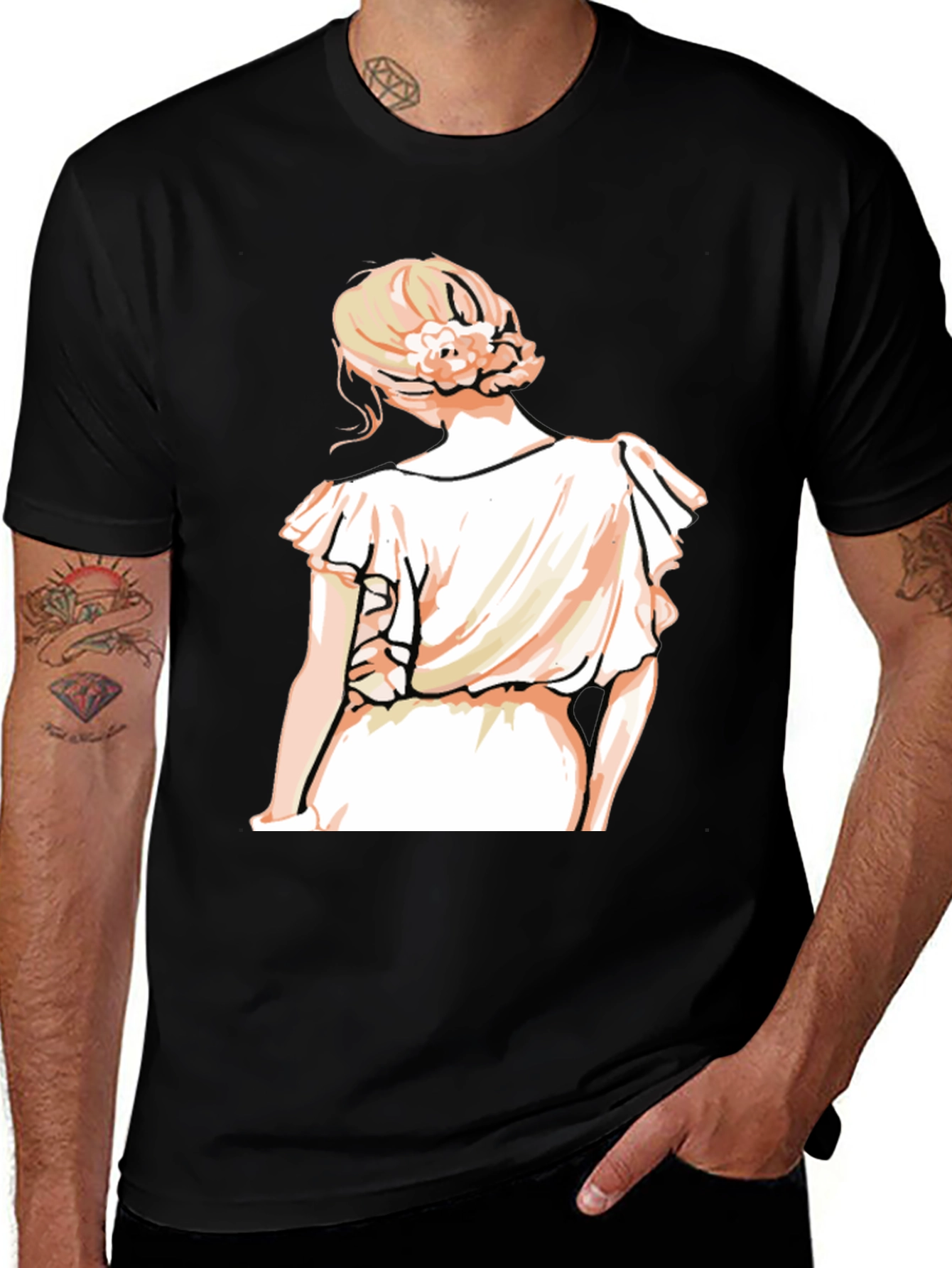 Variant 30 of Woman in Dress Graphic Tee - Unique Design