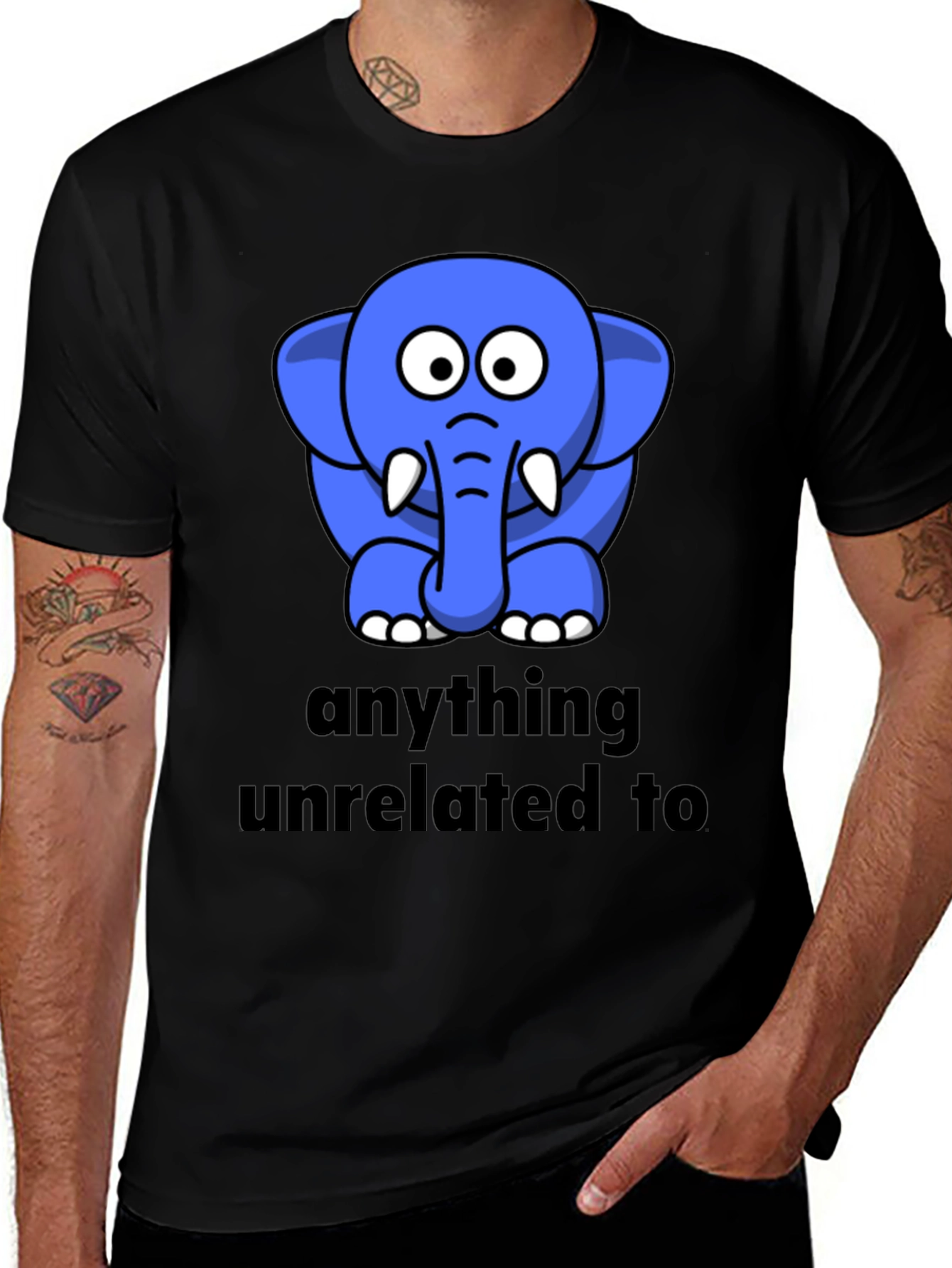 Variant 7 of Funny Elephant Graphic Black T-Shirt