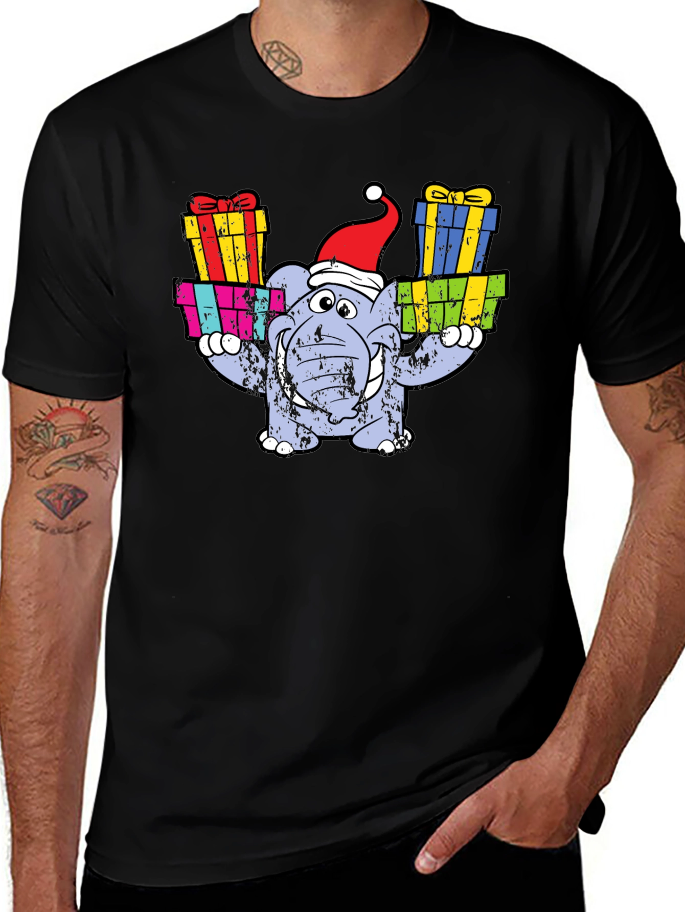 Variant 20 of Festive Elephant Christmas T-Shirt