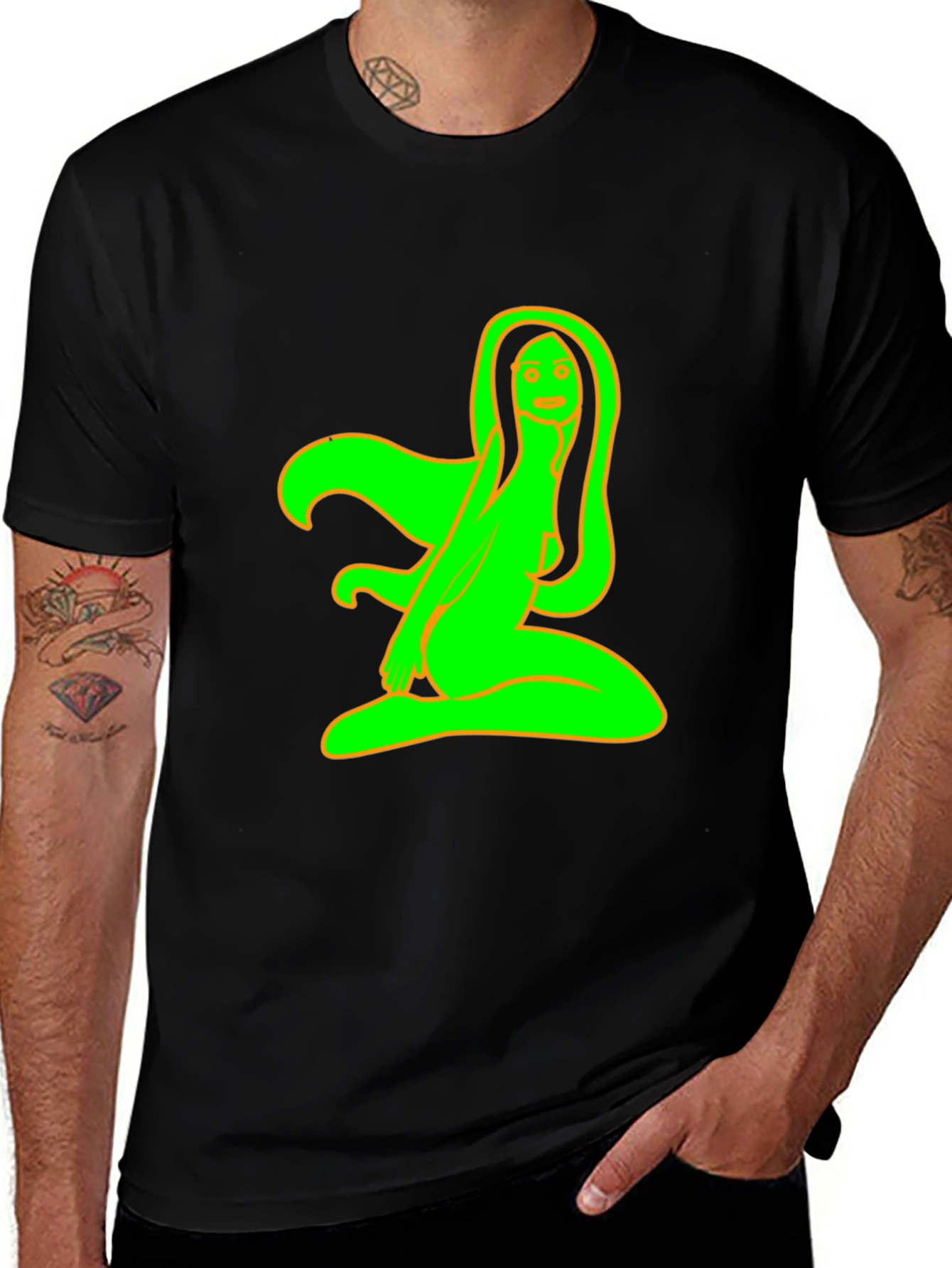 Variant 11 of Black T-Shirt with Neon Green Graphic