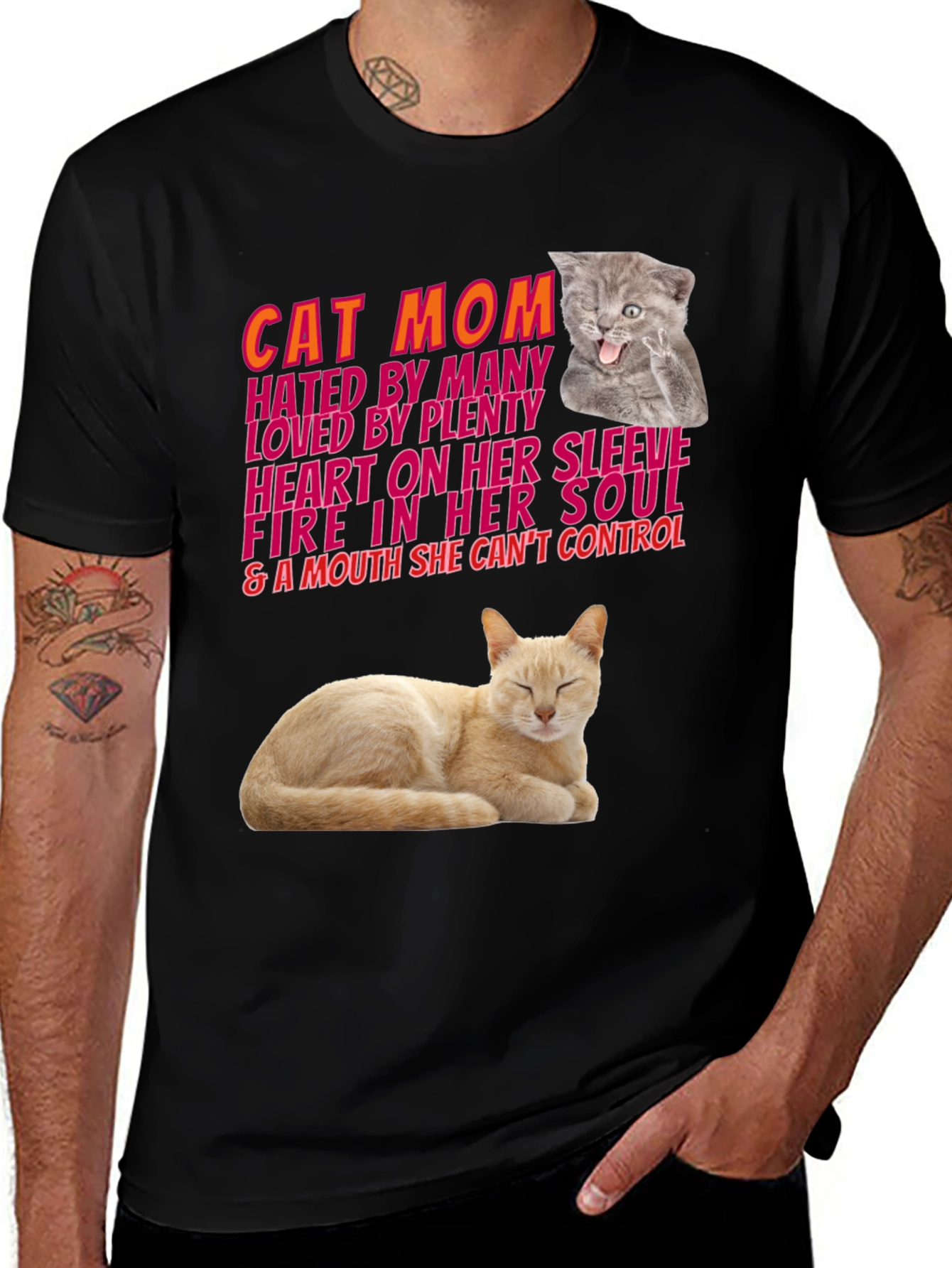 Variant 15 of Cat Mom Graphic T-Shirt - Hated By Many Loved By Plenty