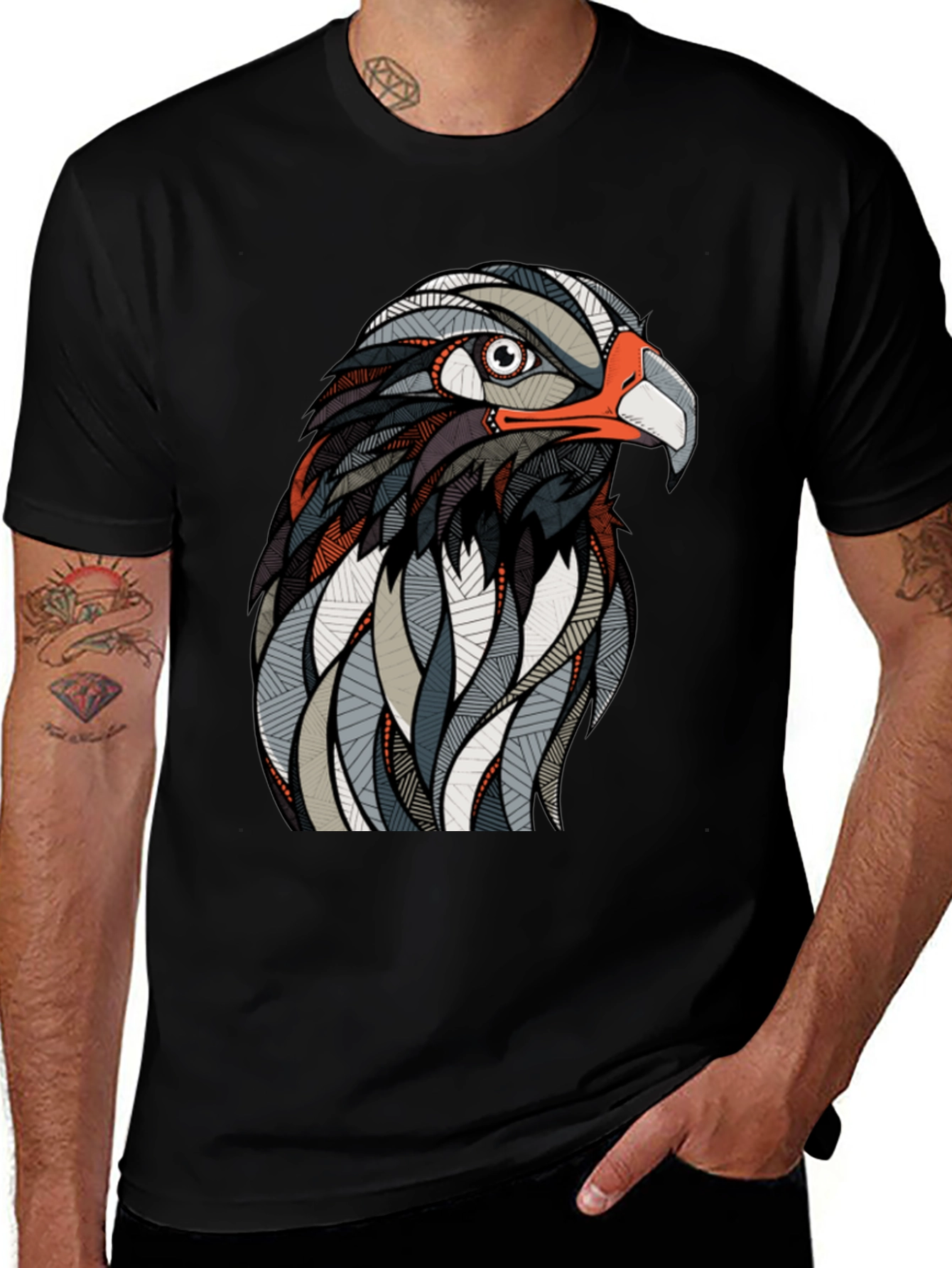 Variant 27 of Hawk Graphic Print Black T-Shirt