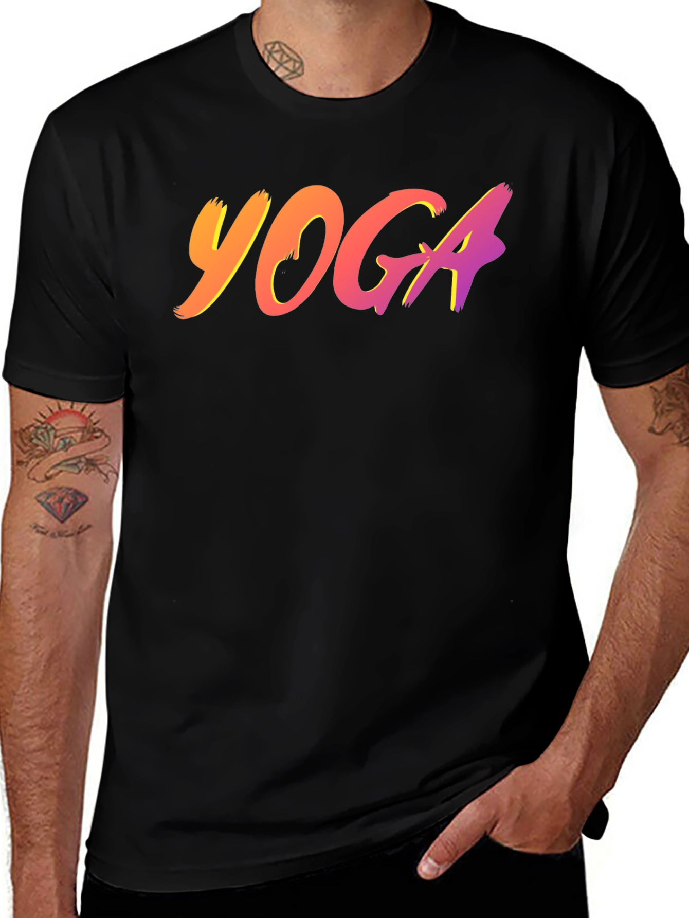 Black Yoga Tee - Gradient Design main image