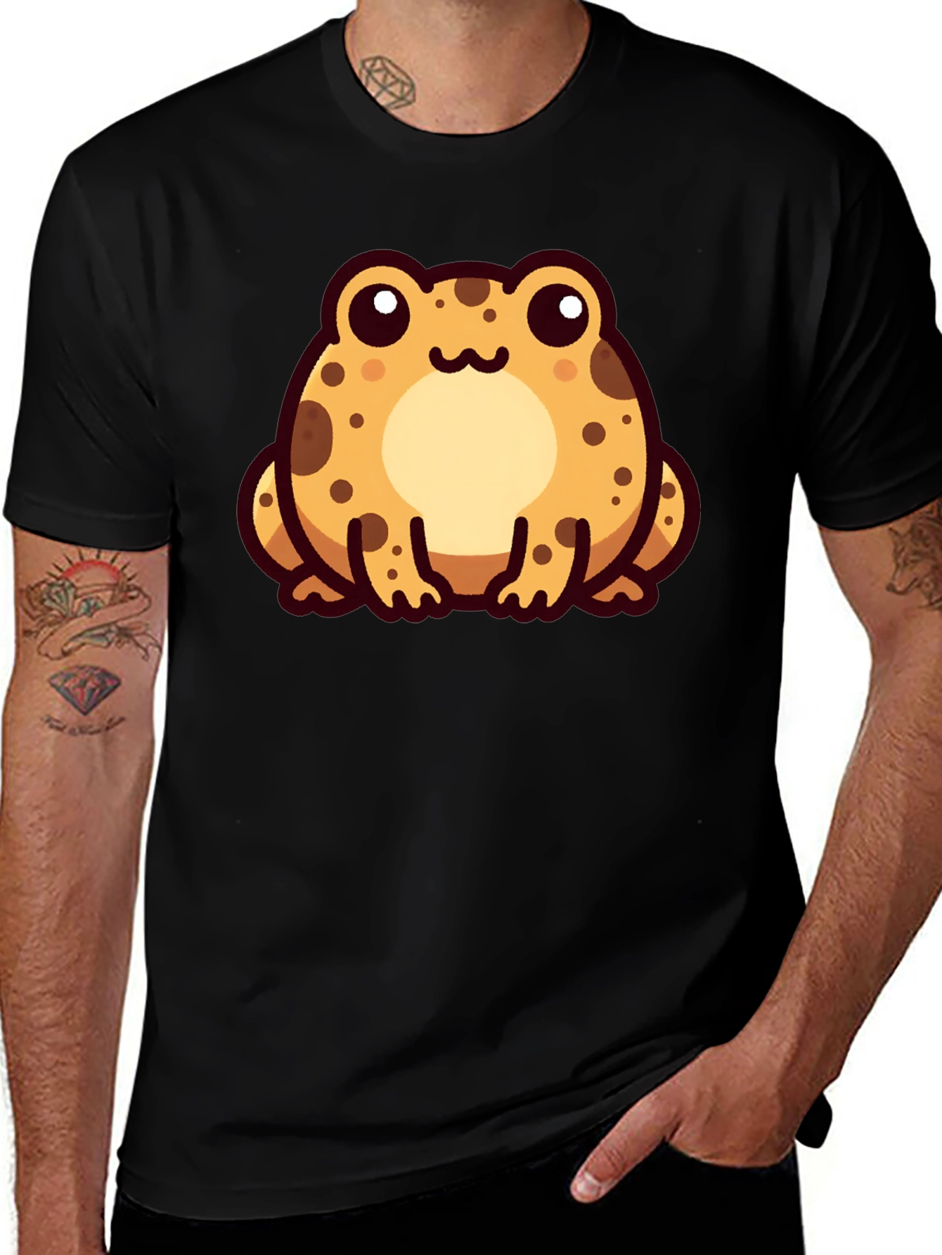 Variant 18 of Cute Frog Graphic Black T-Shirt