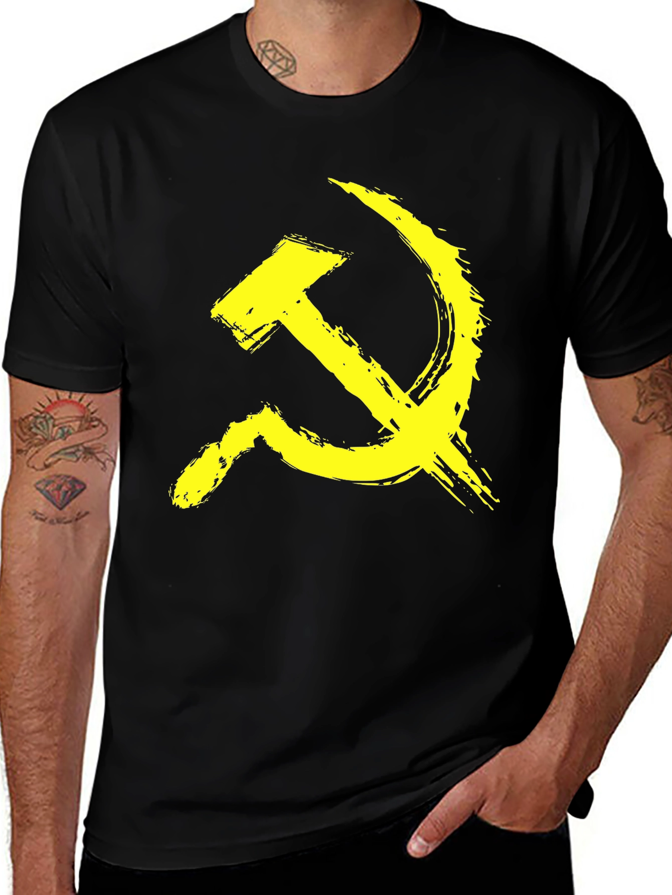 Variant 21 of Hammer and Sickle Graphic Tee - Brushstroke Design
