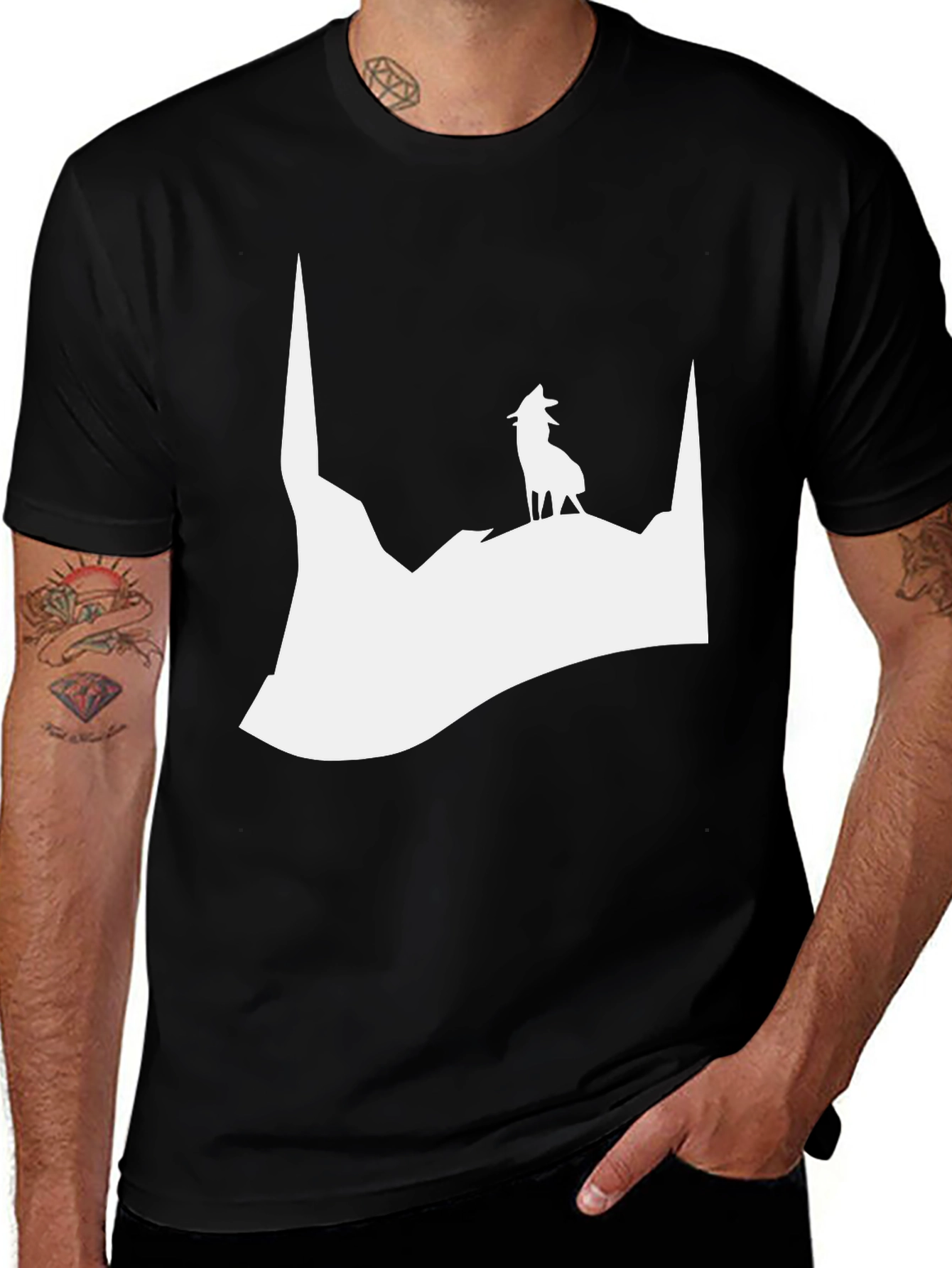 Variant 7 of Wolf Silhouette Black T-Shirt