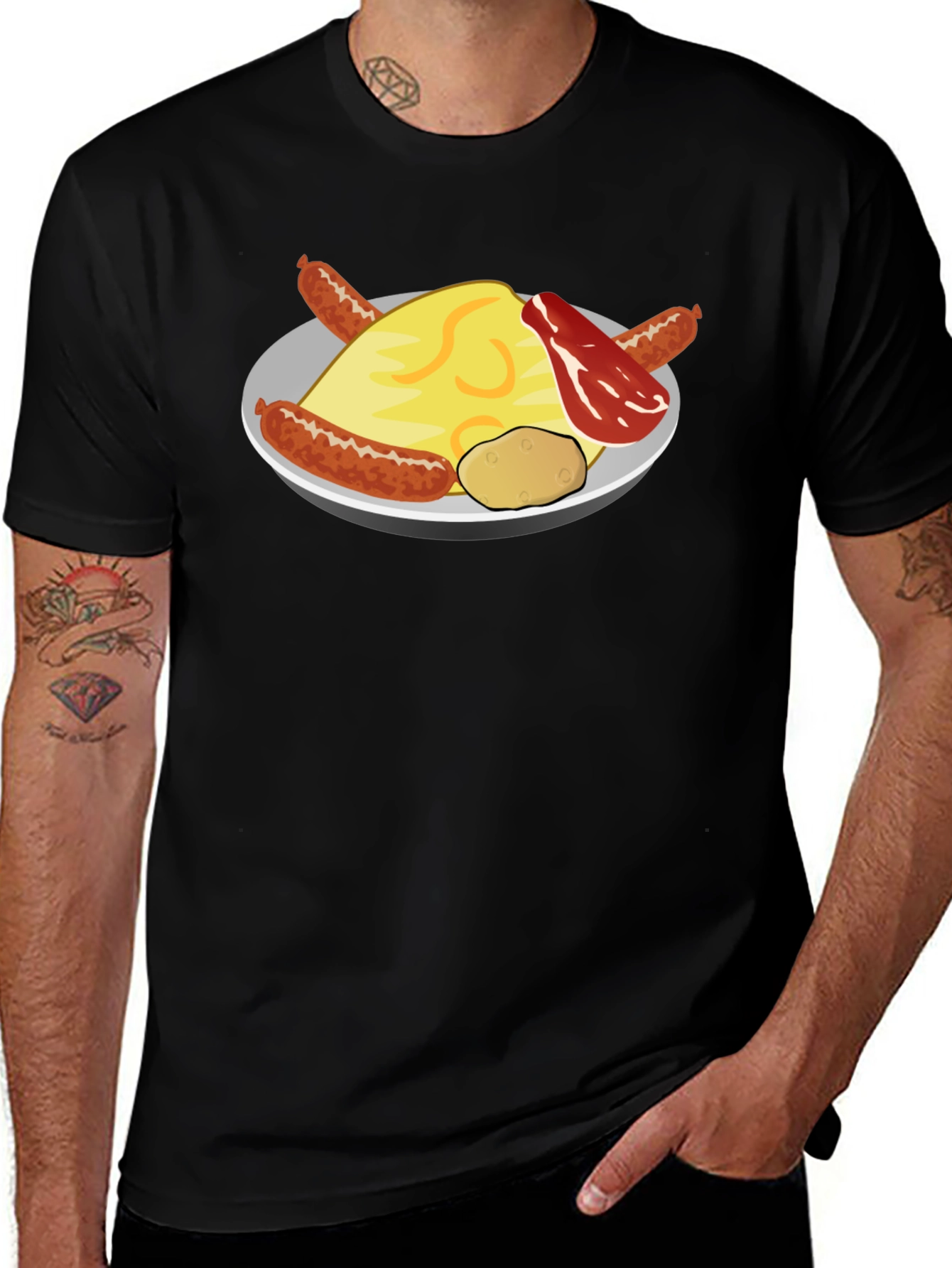 Breakfast Food Graphic Tee - Sausage & Potatoes