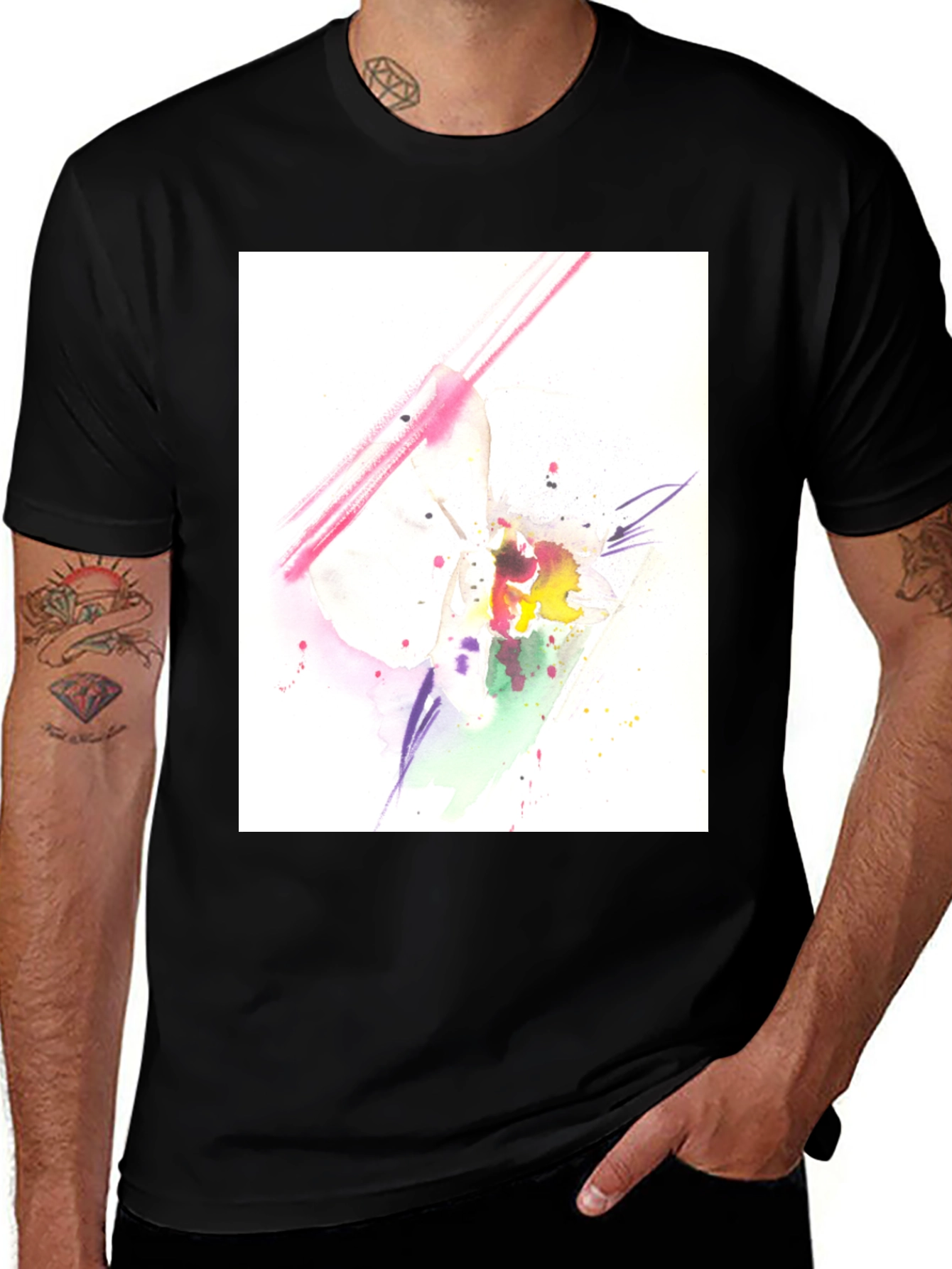Variant 27 of Abstract Watercolor Art Black T-Shirt