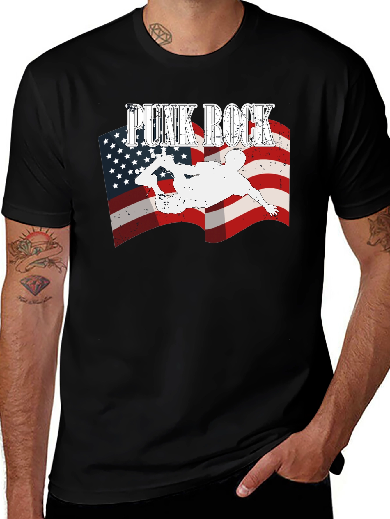 Variant 28 of Punk Rock American Flag Graphic T-Shirt