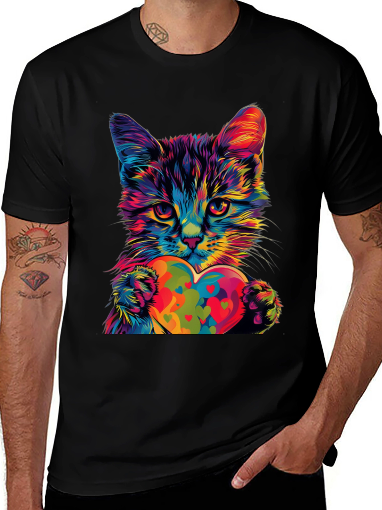 Variant 11 of Colorful Cat Heart T-Shirt