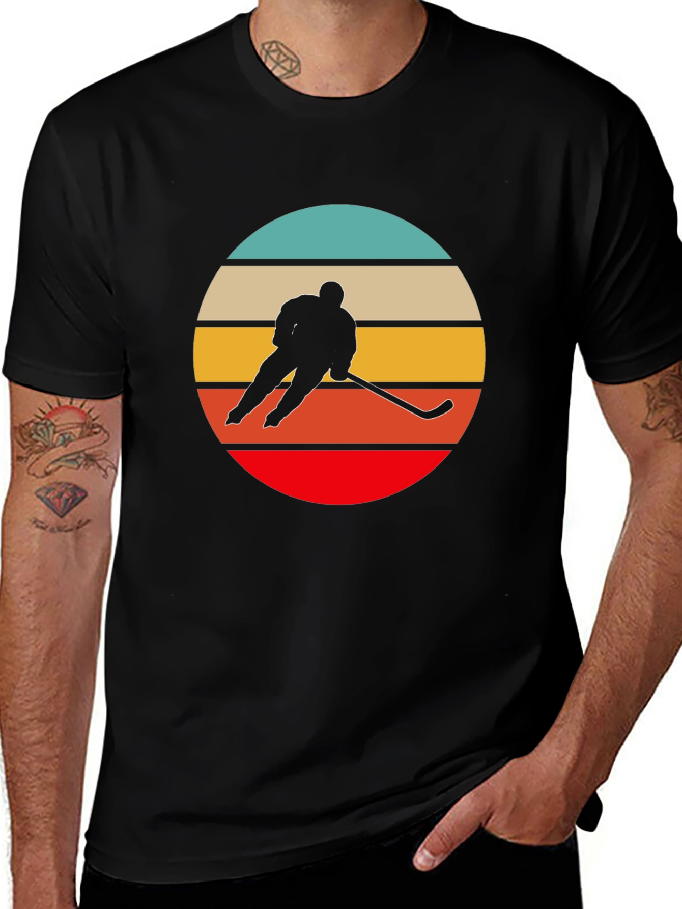 Variant 22 of Retro Hockey Player Graphic T-Shirt