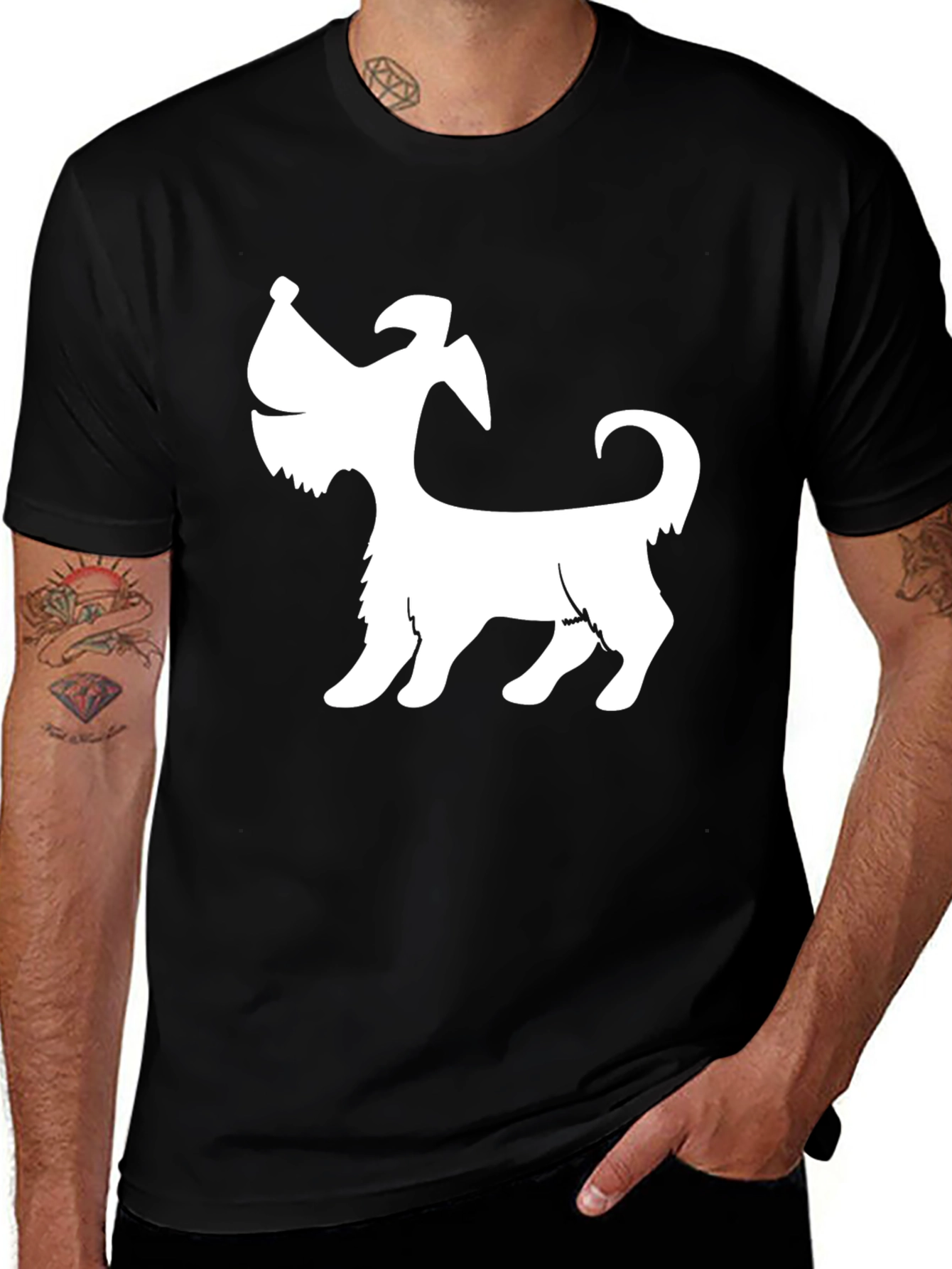 Variant 10 of Dog Silhouette Black T-Shirt