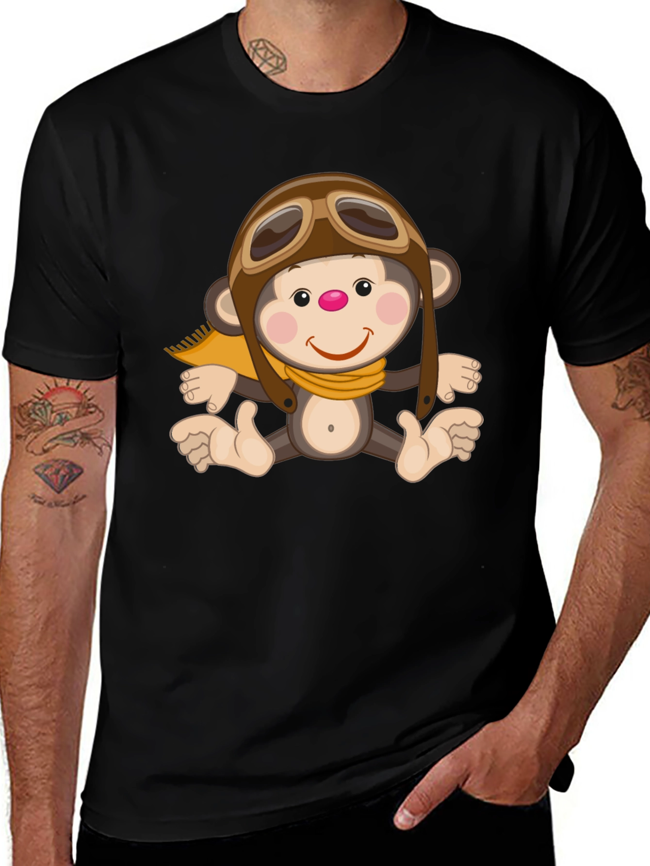 Variant 29 of Monkey Pilot Graphic T-Shirt, Novelty Print Tee