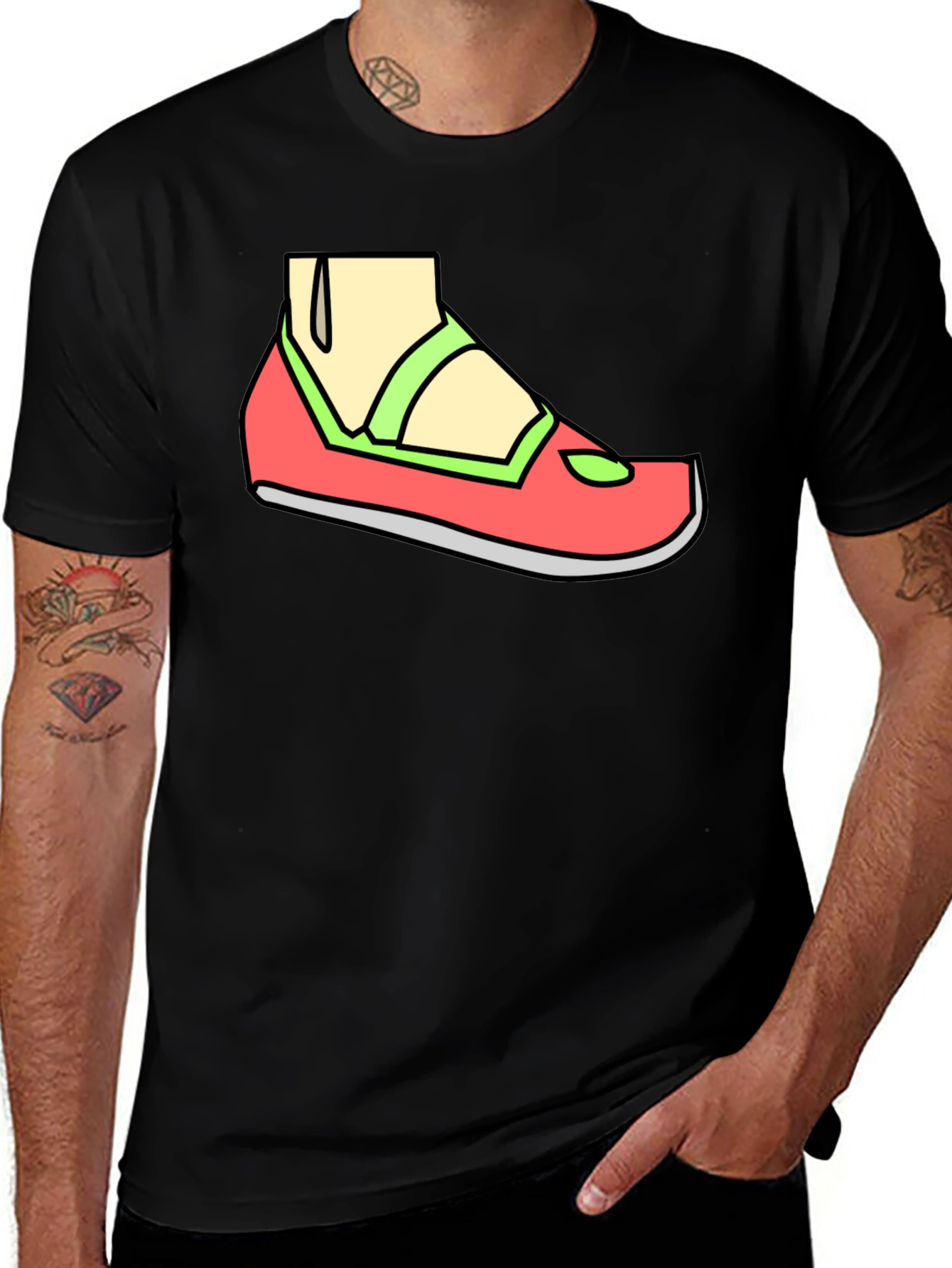 Variant 19 of Cartoon Shoe T-Shirt - Casual Black Tee