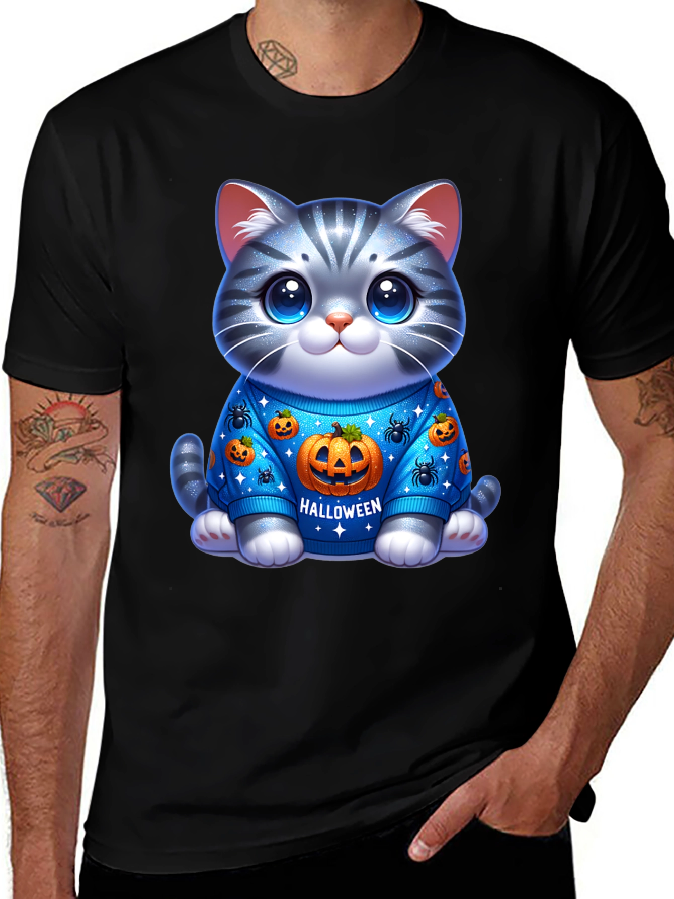 Halloween Cat T-Shirt - Cute Kitten Design