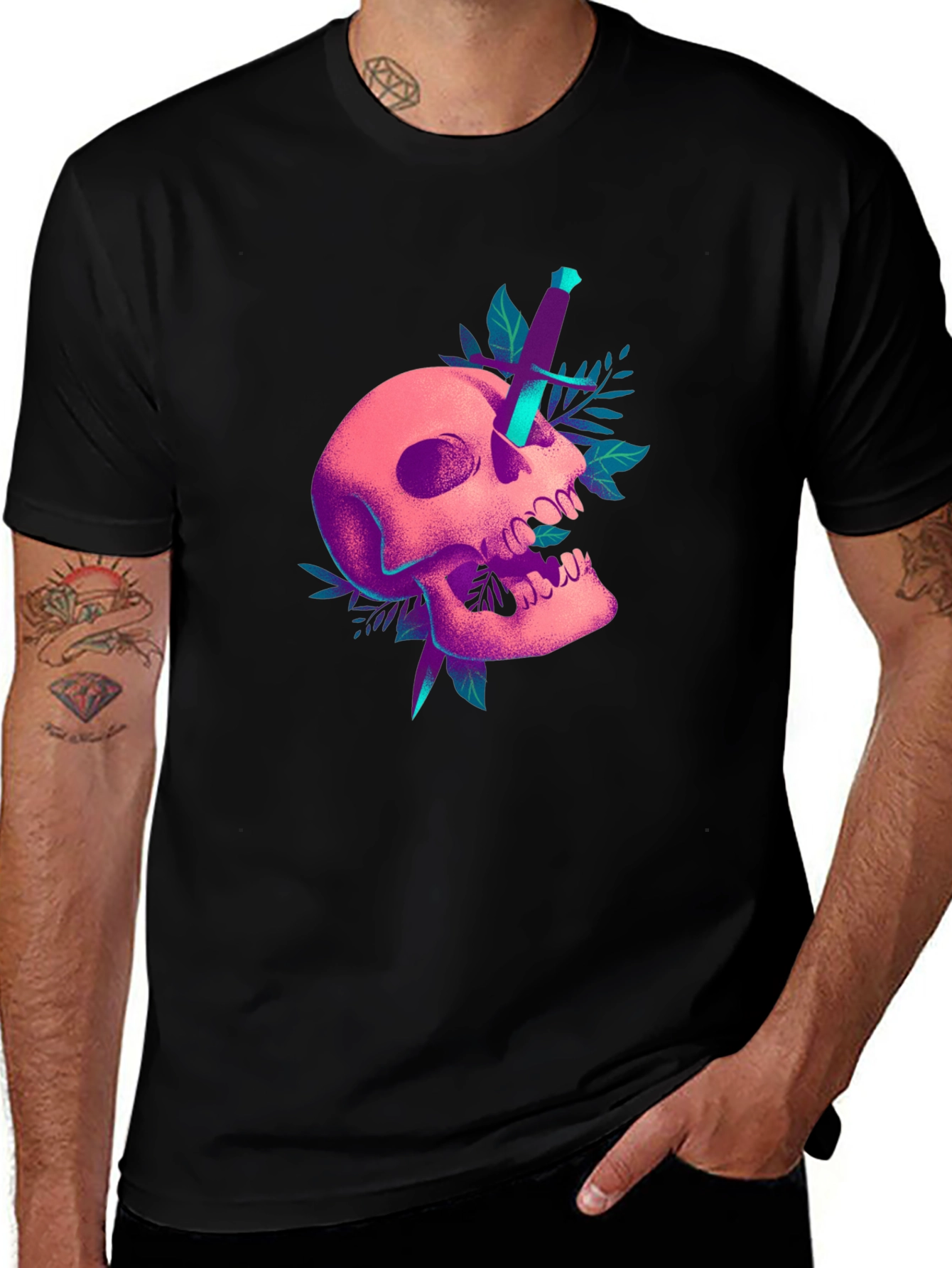 Variant 23 of Skull & Dagger Graphic Tee - Edgy Streetwear