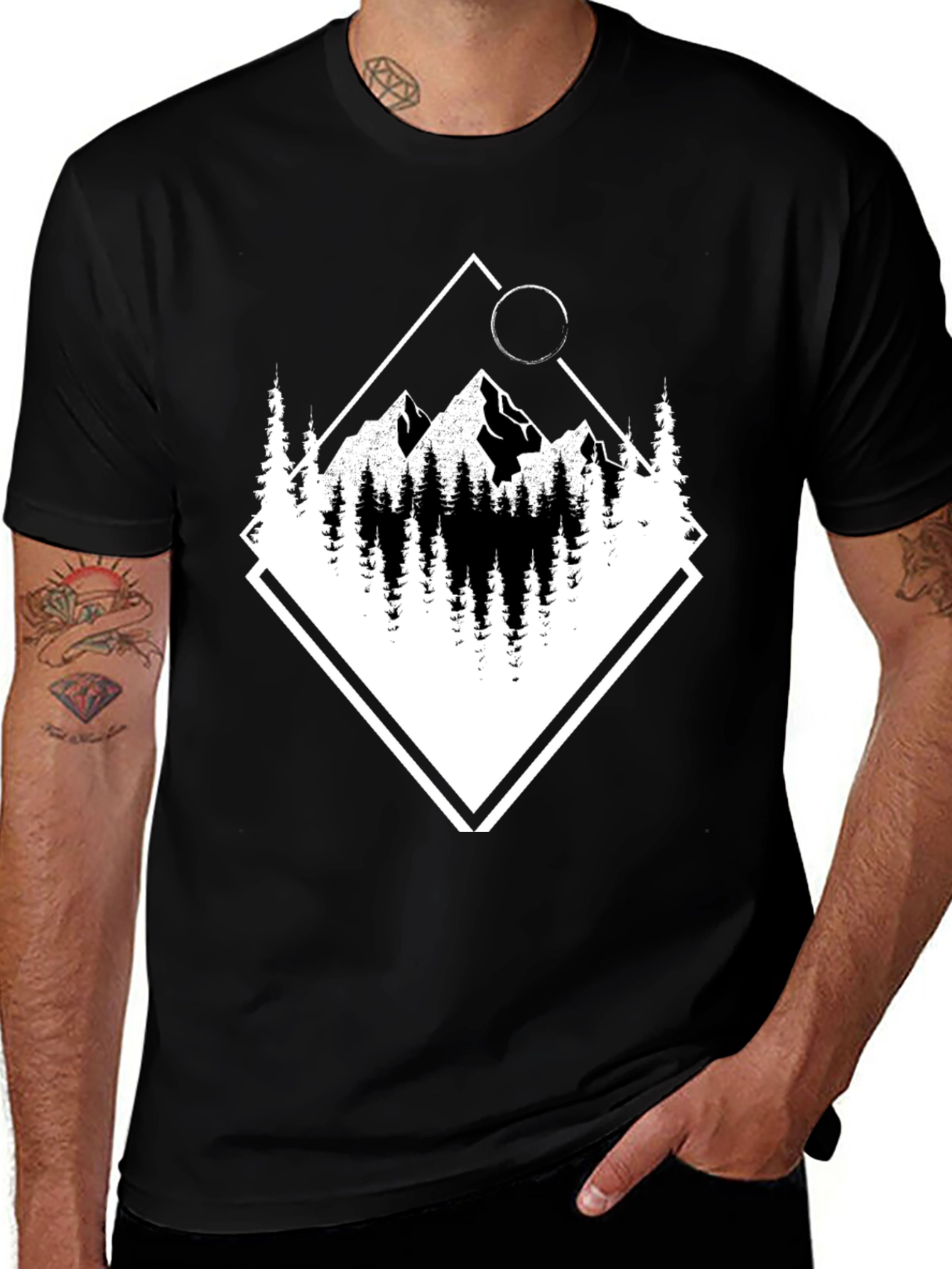 Variant 25 of Mountain Scene Graphic Tee - Black