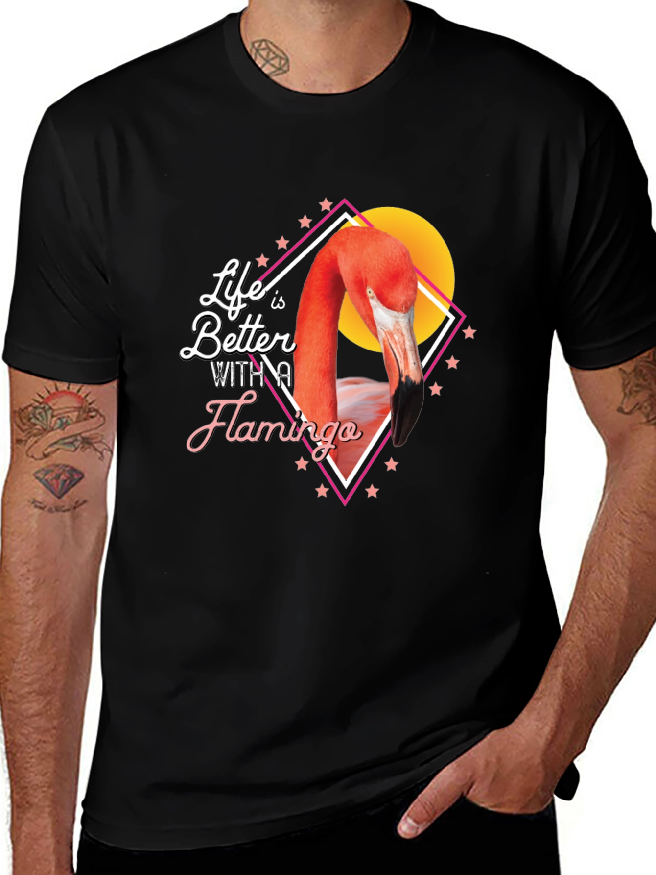 Variant 2 of Flamingo Graphic Tee - Life is Better with a Flamingo!