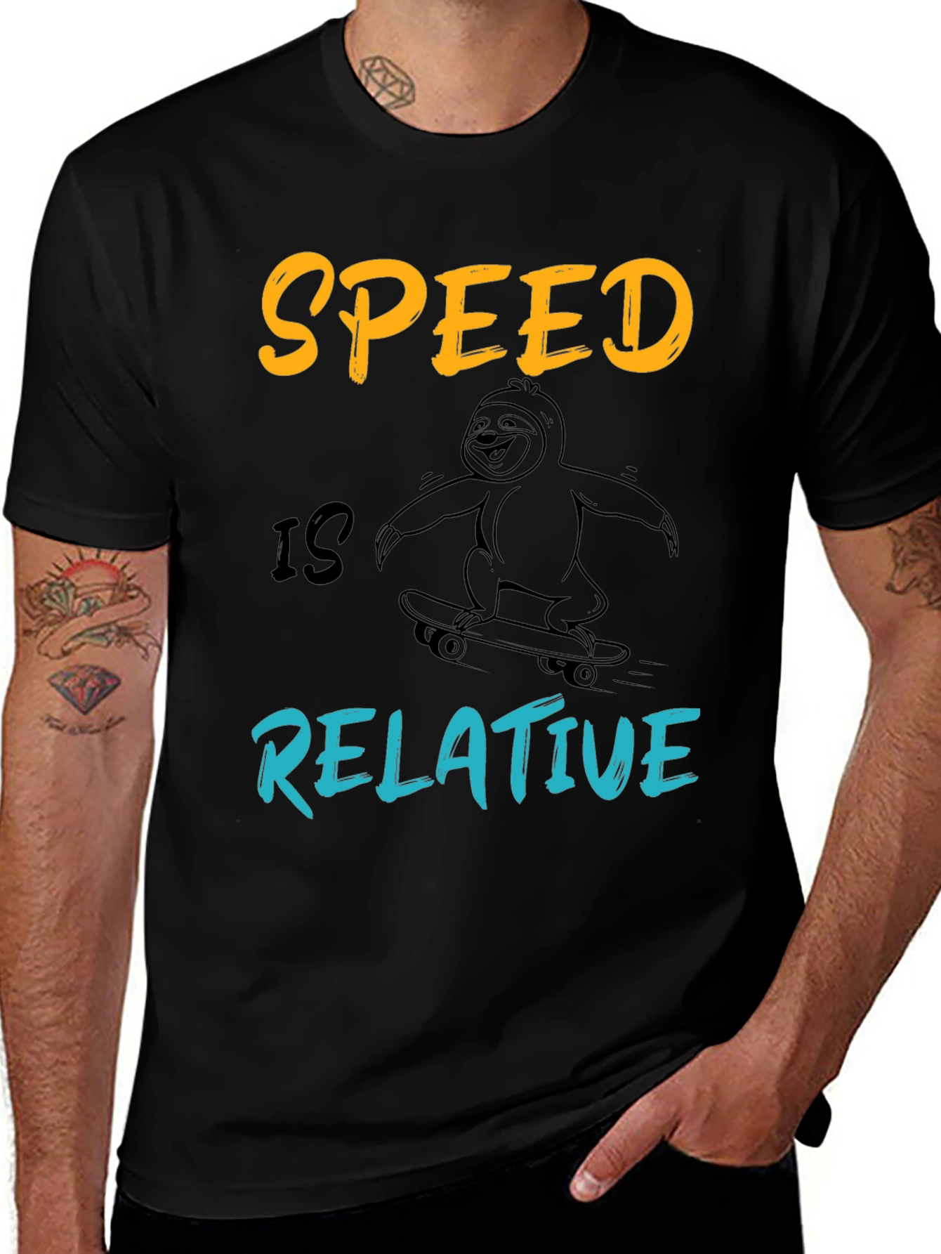Variant 12 of Speed is Relative Sloth Skateboard T-Shirt