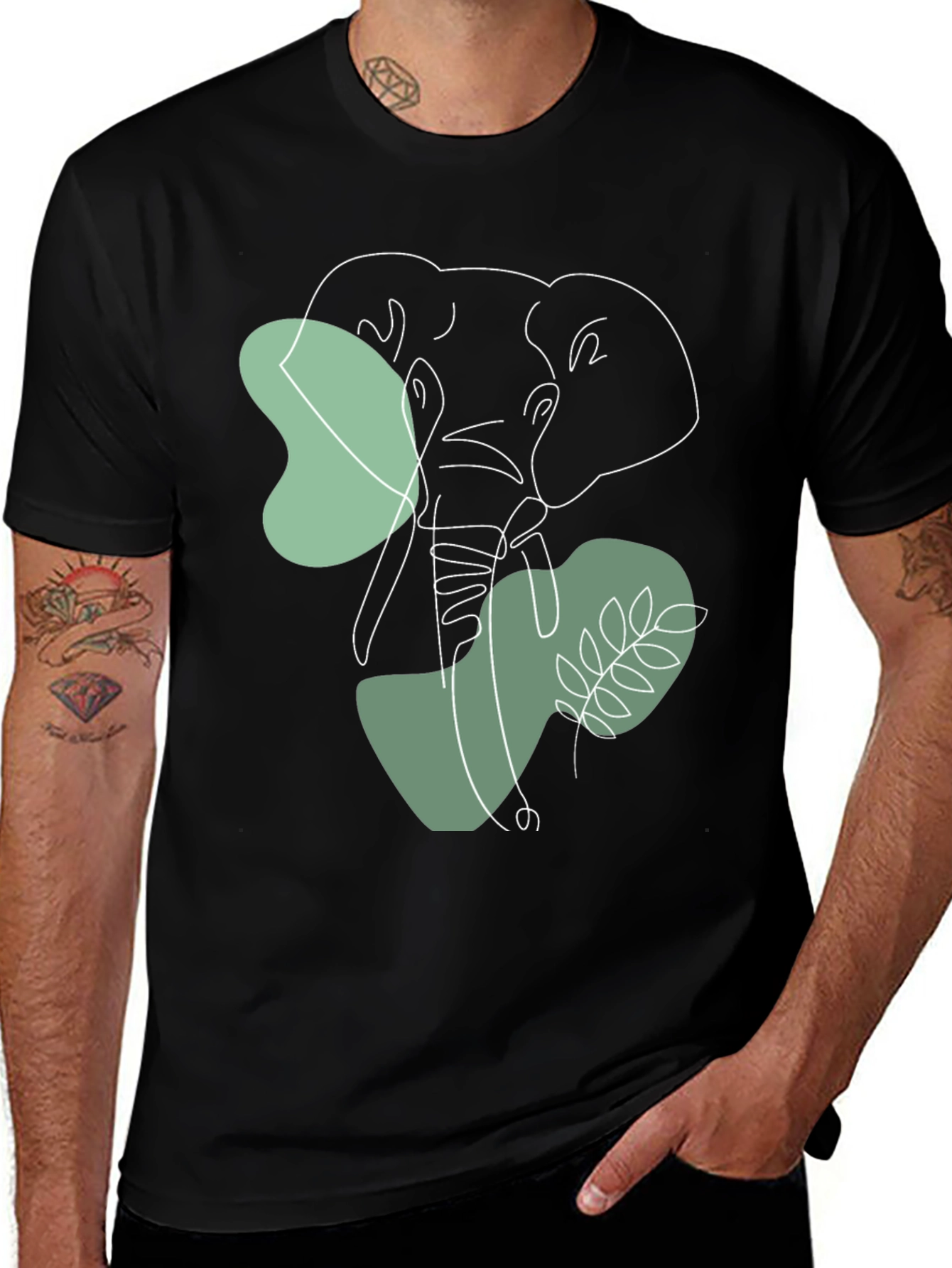 Variant 24 of Elephant Line Art Graphic Tee