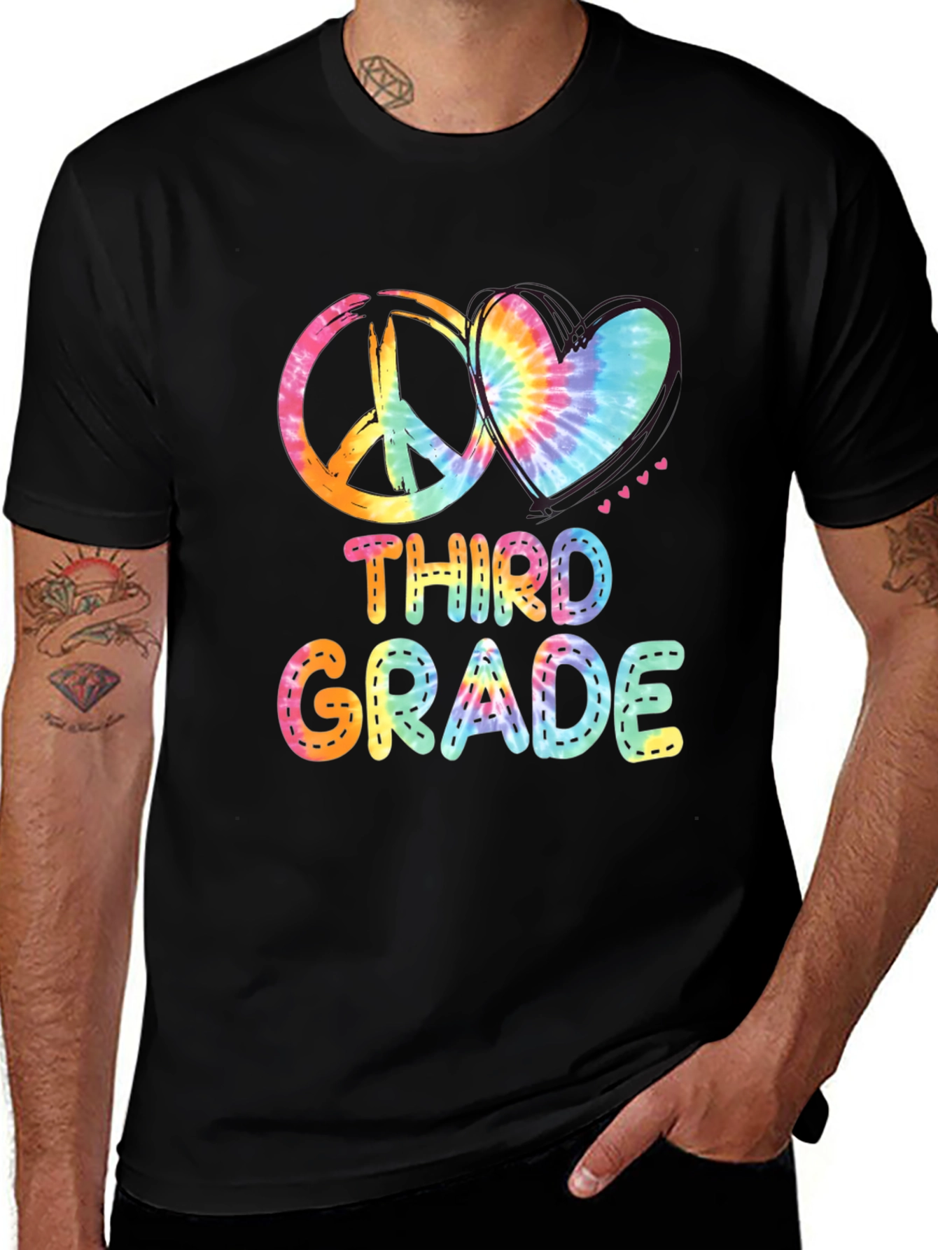 Third Grade Peace & Love Tie-Dye T-Shirt