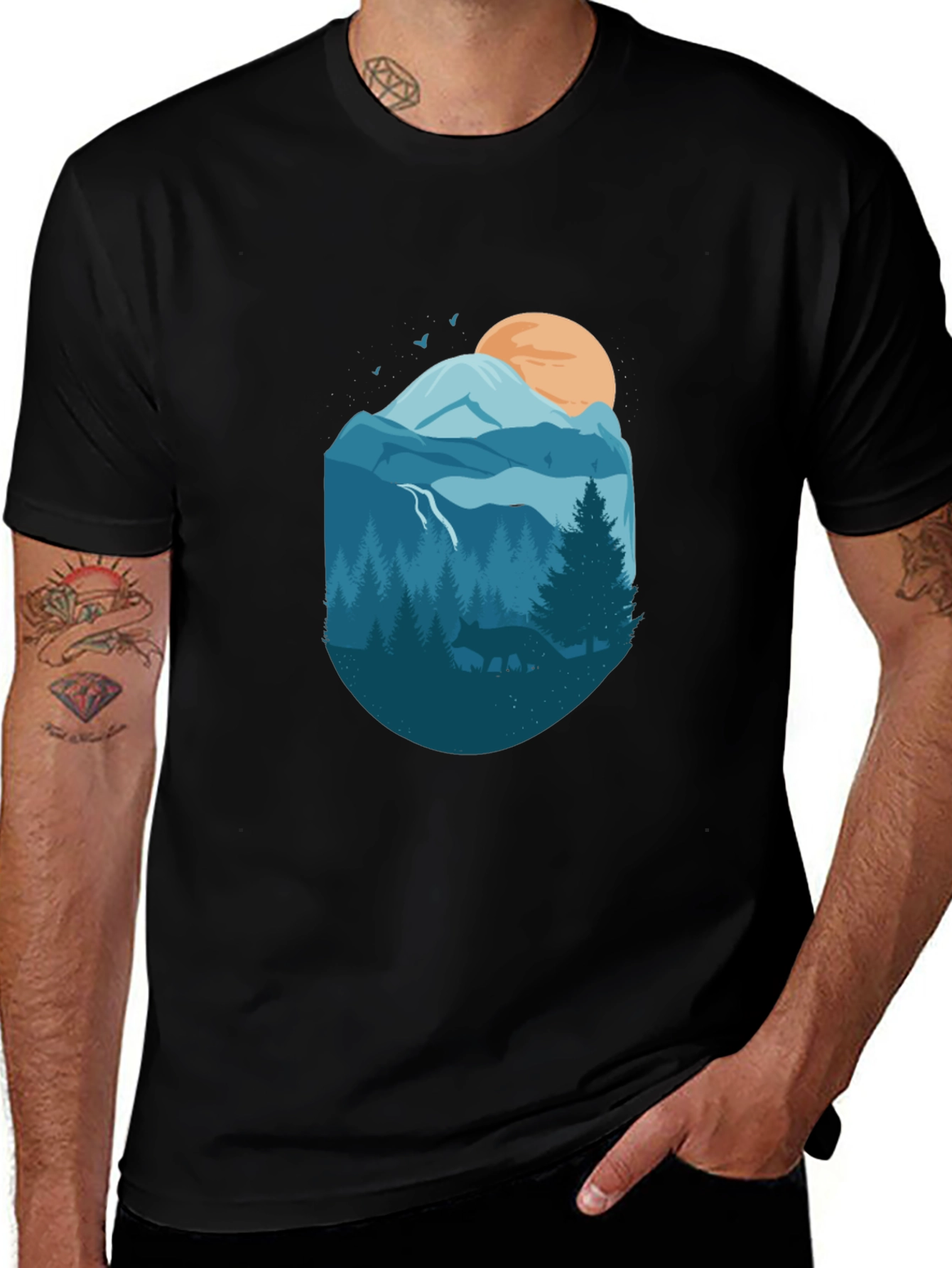 Variant 17 of Nature Graphic Tee - Mountains & Wildlife