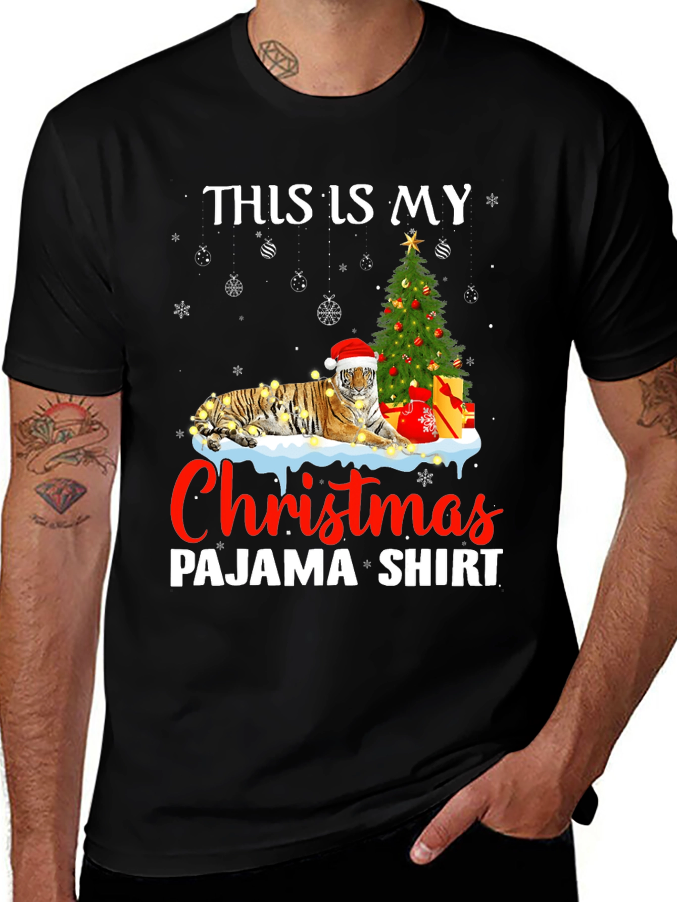 Variant 16 of Tiger Christmas Pajama Shirt