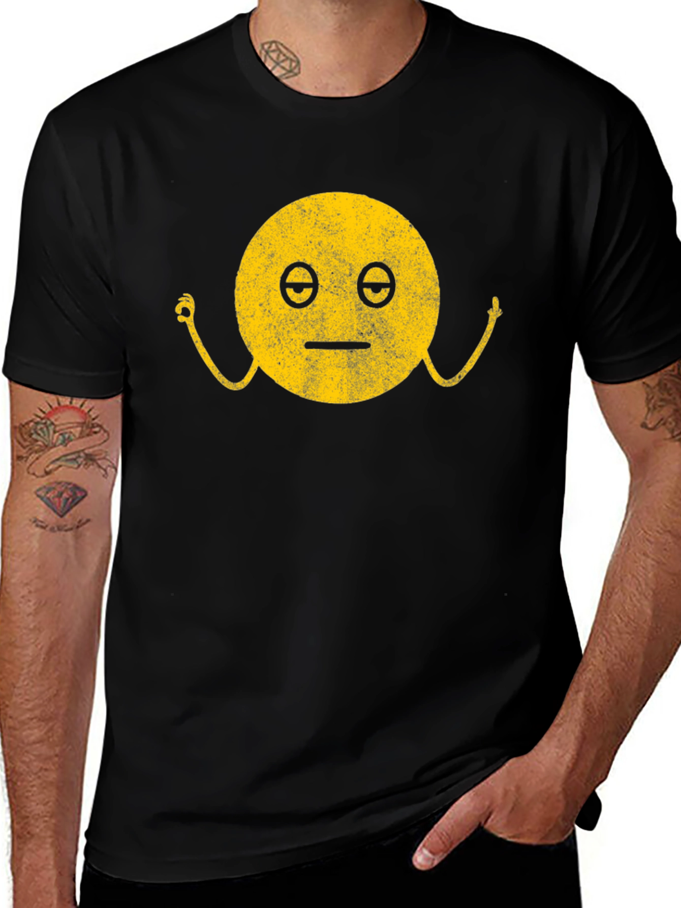 Variant 25 of Zen Emoji Black T-Shirt: Find Your Inner Peace