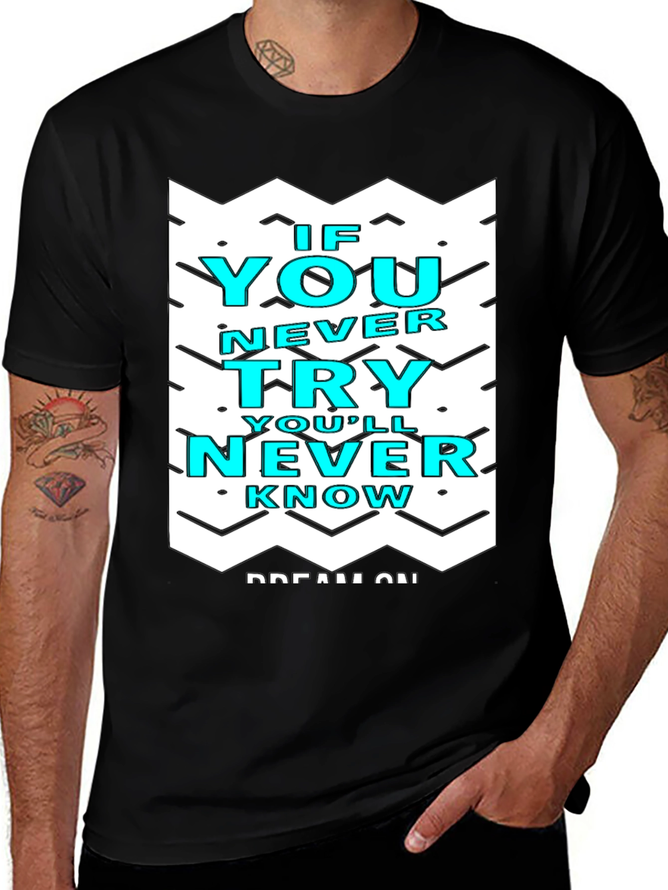 Variant 3 of Motivational Graphic Tee - If You Never Try T-Shirt
