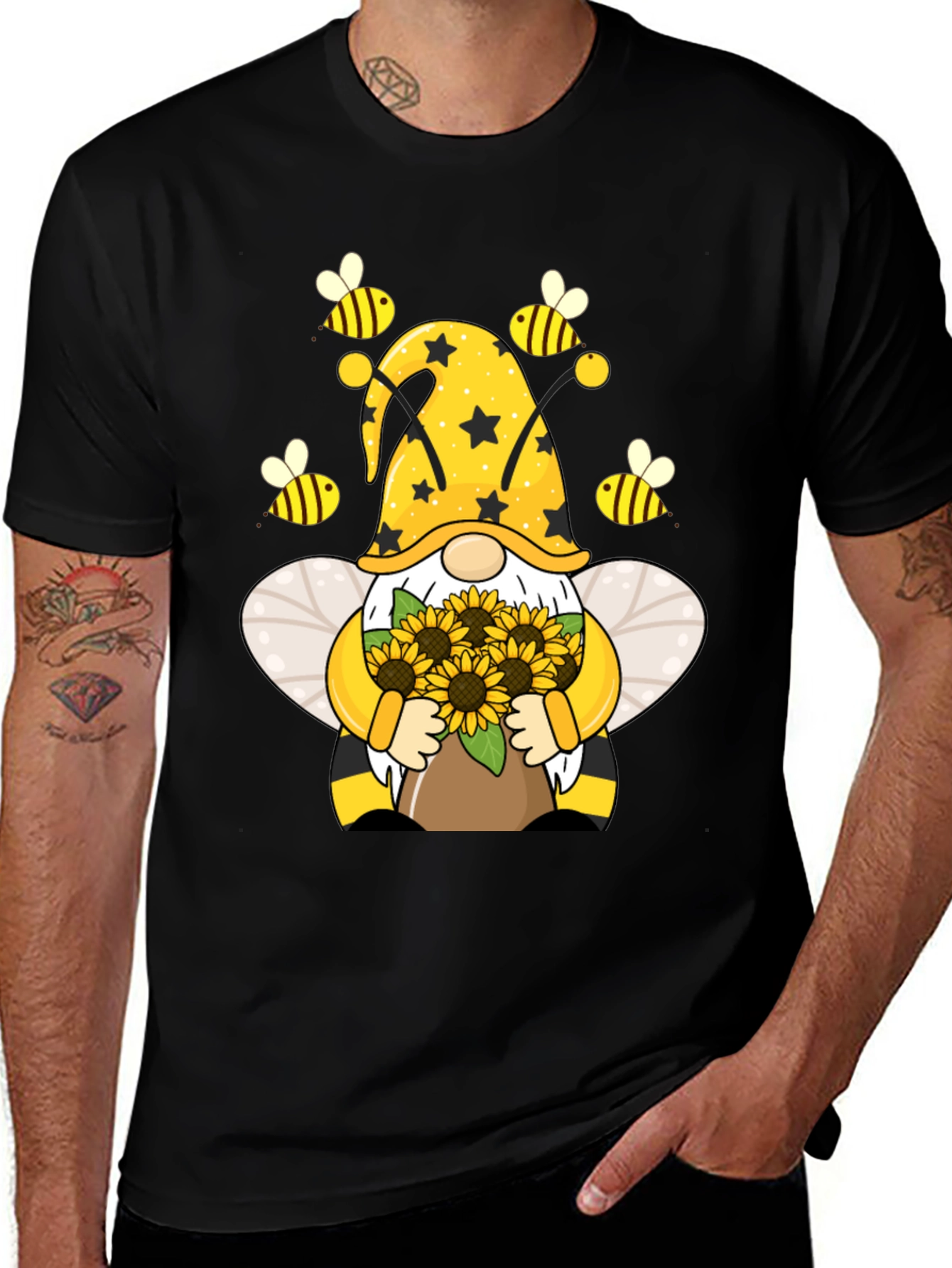 Variant 21 of Bee Gnome Sunflower T-Shirt