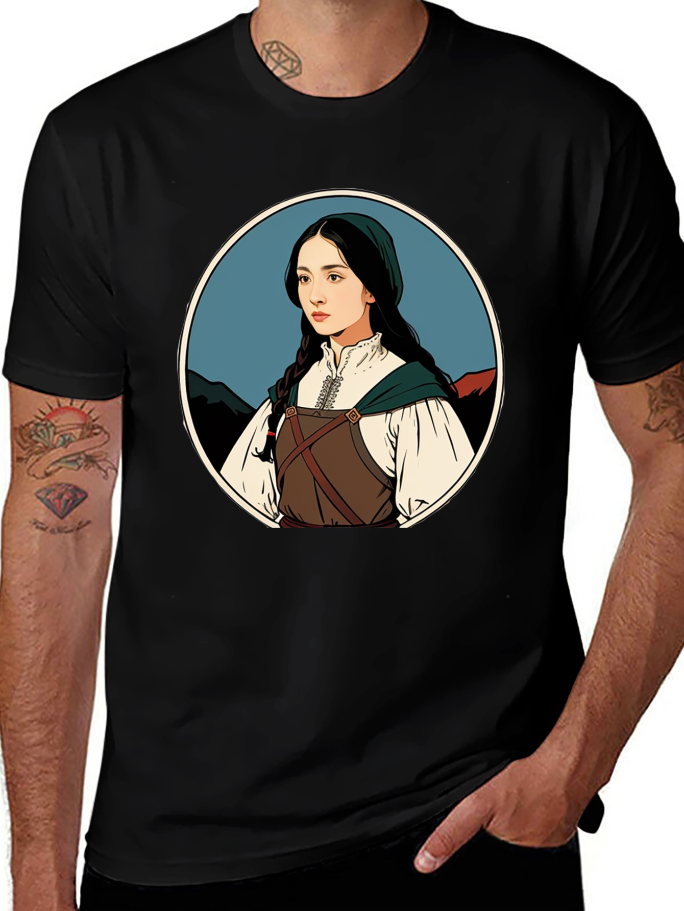 Variant 12 of Medieval Maiden Graphic Tee - Renaissance Style T-Shirt