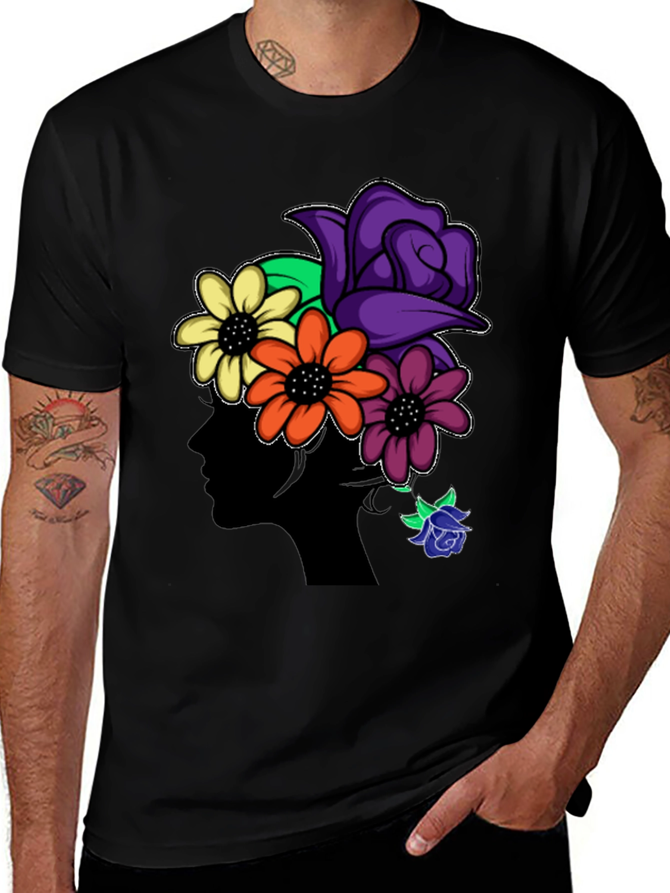 Variant 28 of Floral Silhouette Black T-Shirt