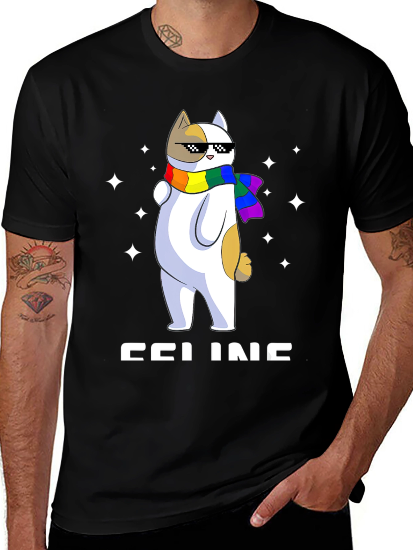 Variant 16 of Cool Cat with Scarf Graphic Tee
