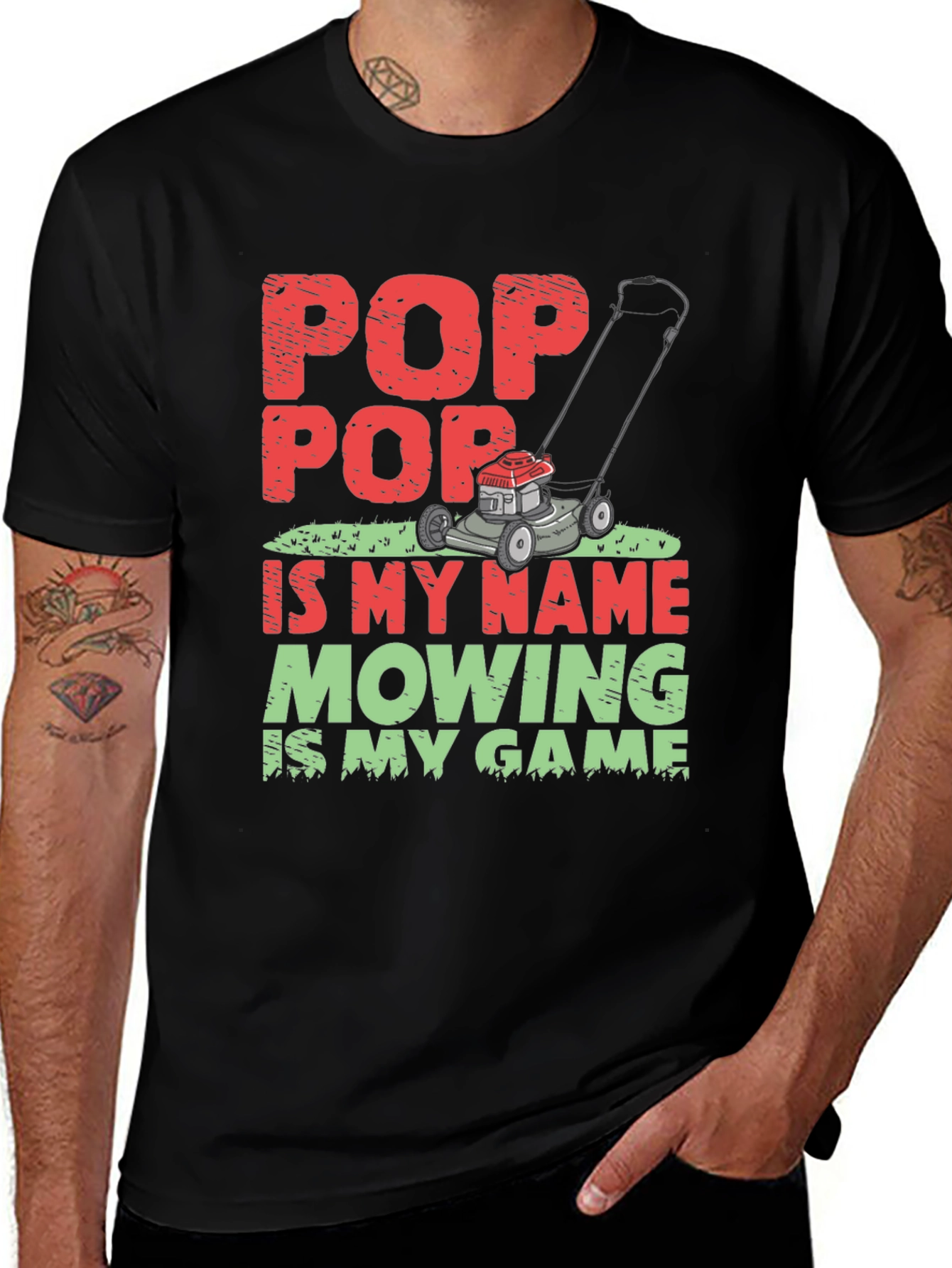 Pop Pop Mowing T-Shirt - Lawn Care Grandfather Tee