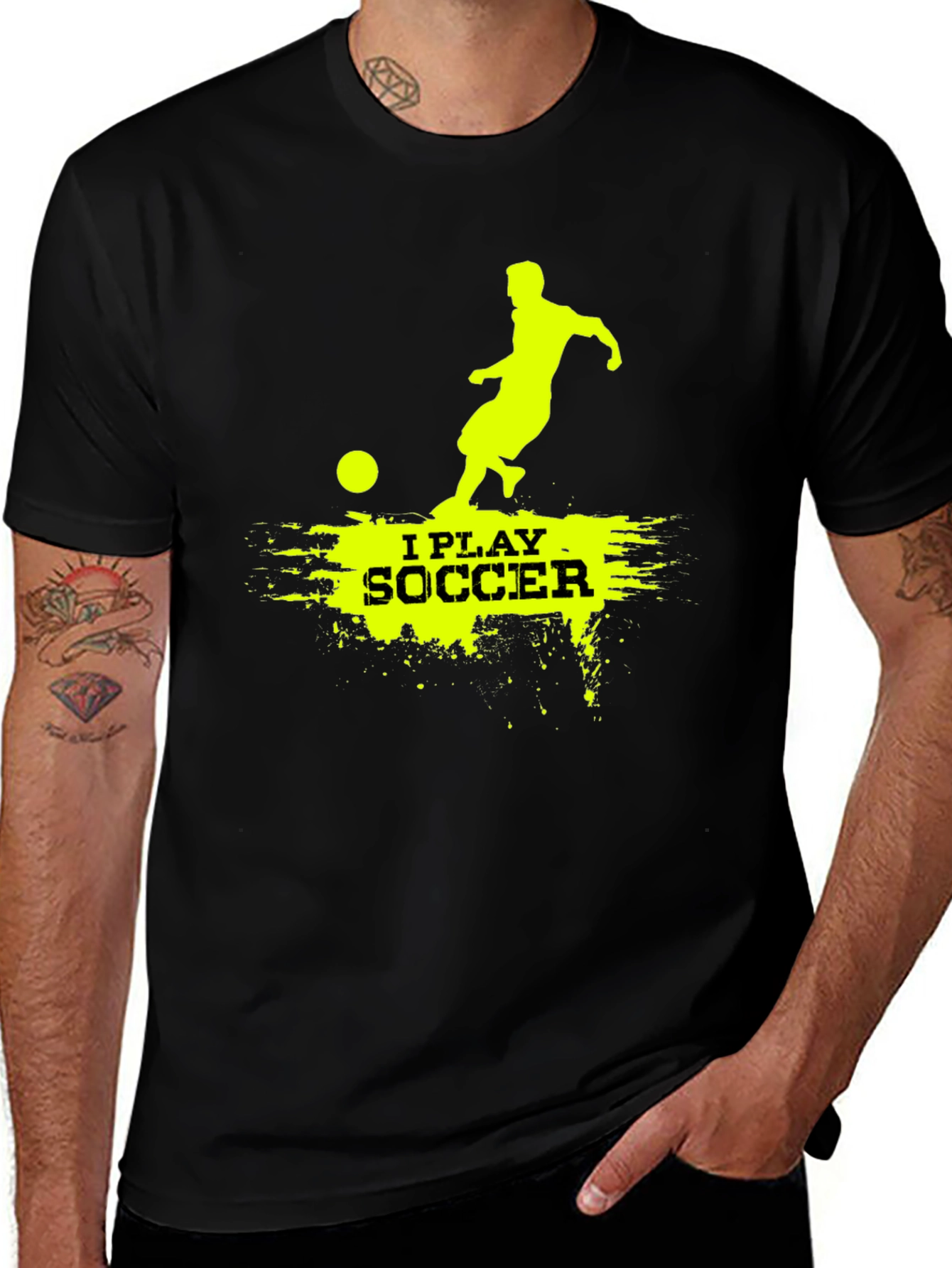 Variant 22 of I Play Soccer Graphic Tee - Black