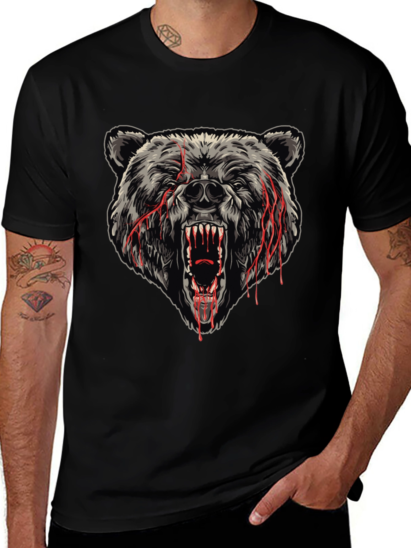 Variant 29 of Men's Black Bear Graphic T-Shirt