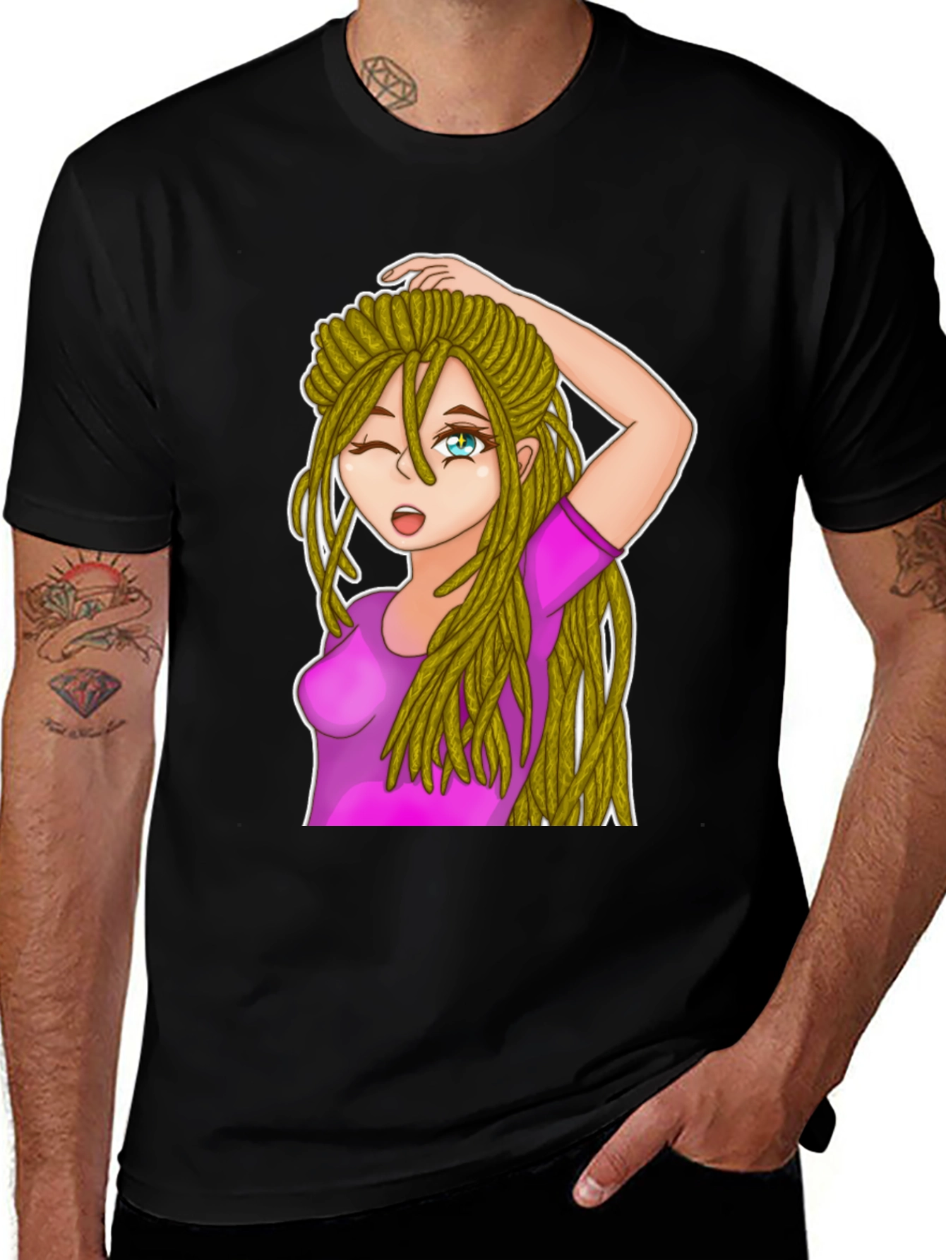 Variant 25 of Anime Girl Dreadlocks T-Shirt - Cool Graphic Tee