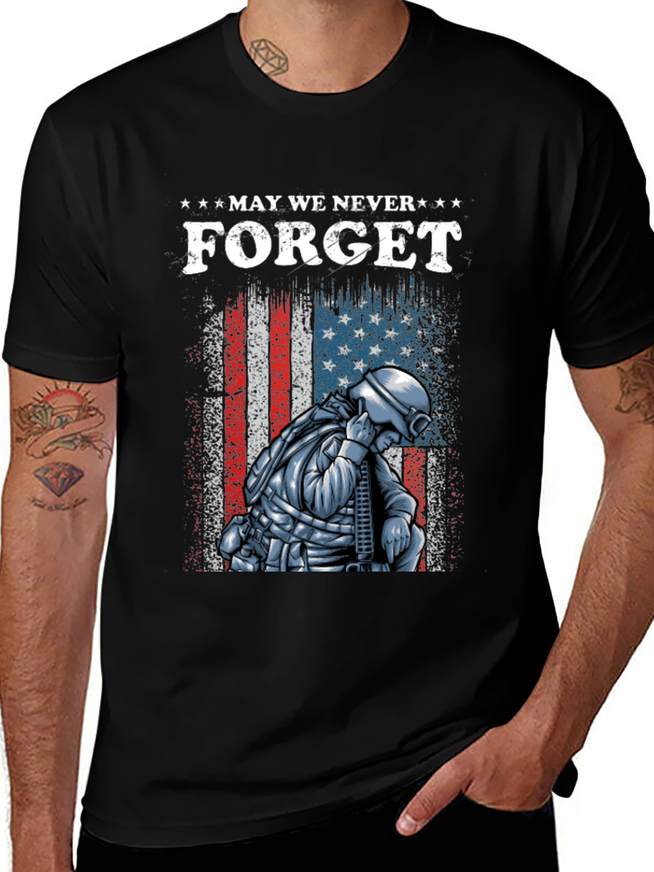 Variant 9 of May We Never Forget Soldier Graphic T-Shirt